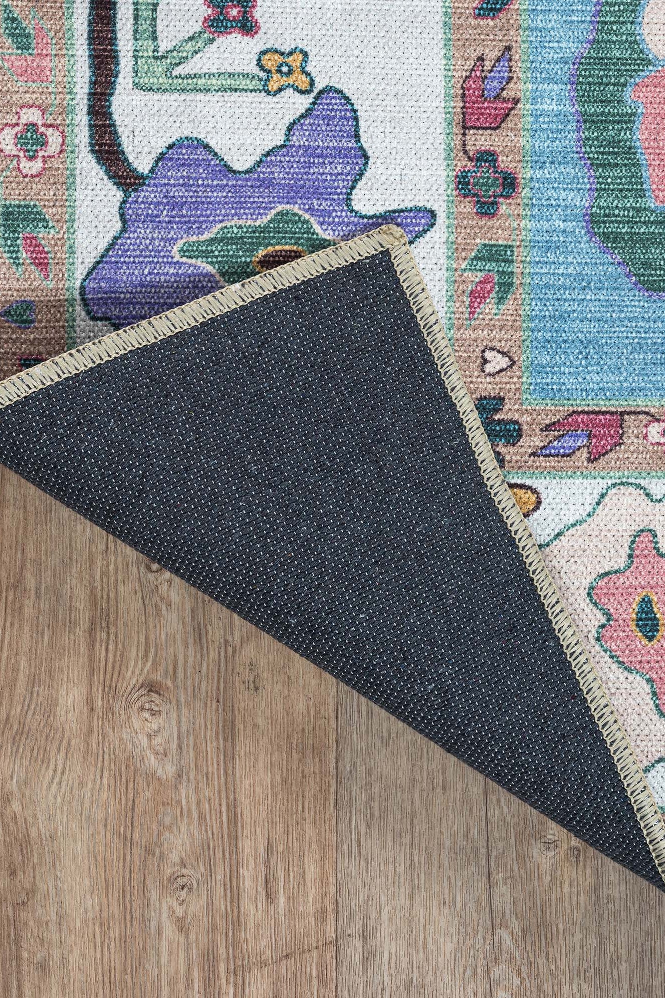 Farhana Green Colorful Floral Modern Oushak Rug