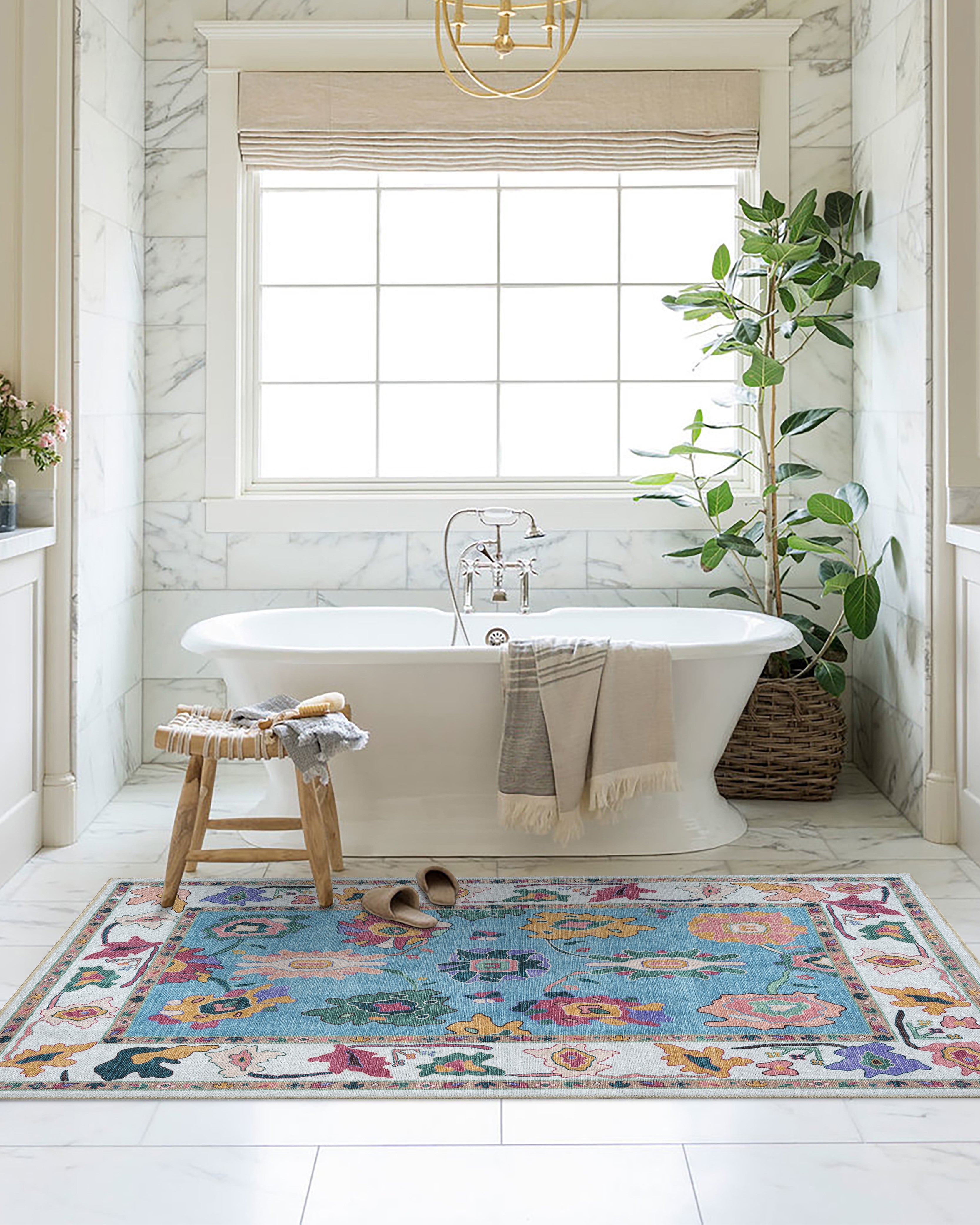 Farhana Green Colorful Floral Modern Oushak Rug