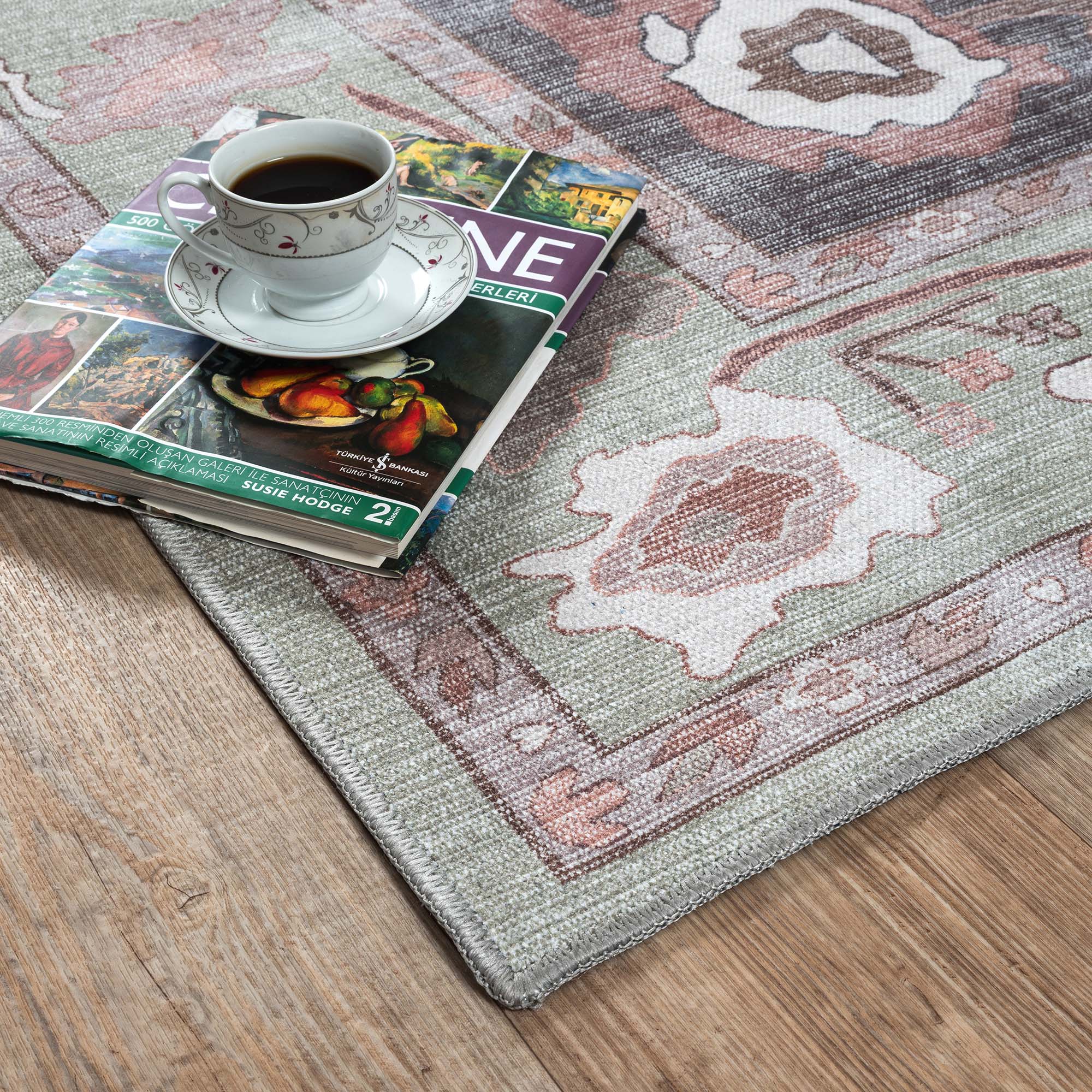Rajiya Earth Tones Floral Modern Oushak Rug
