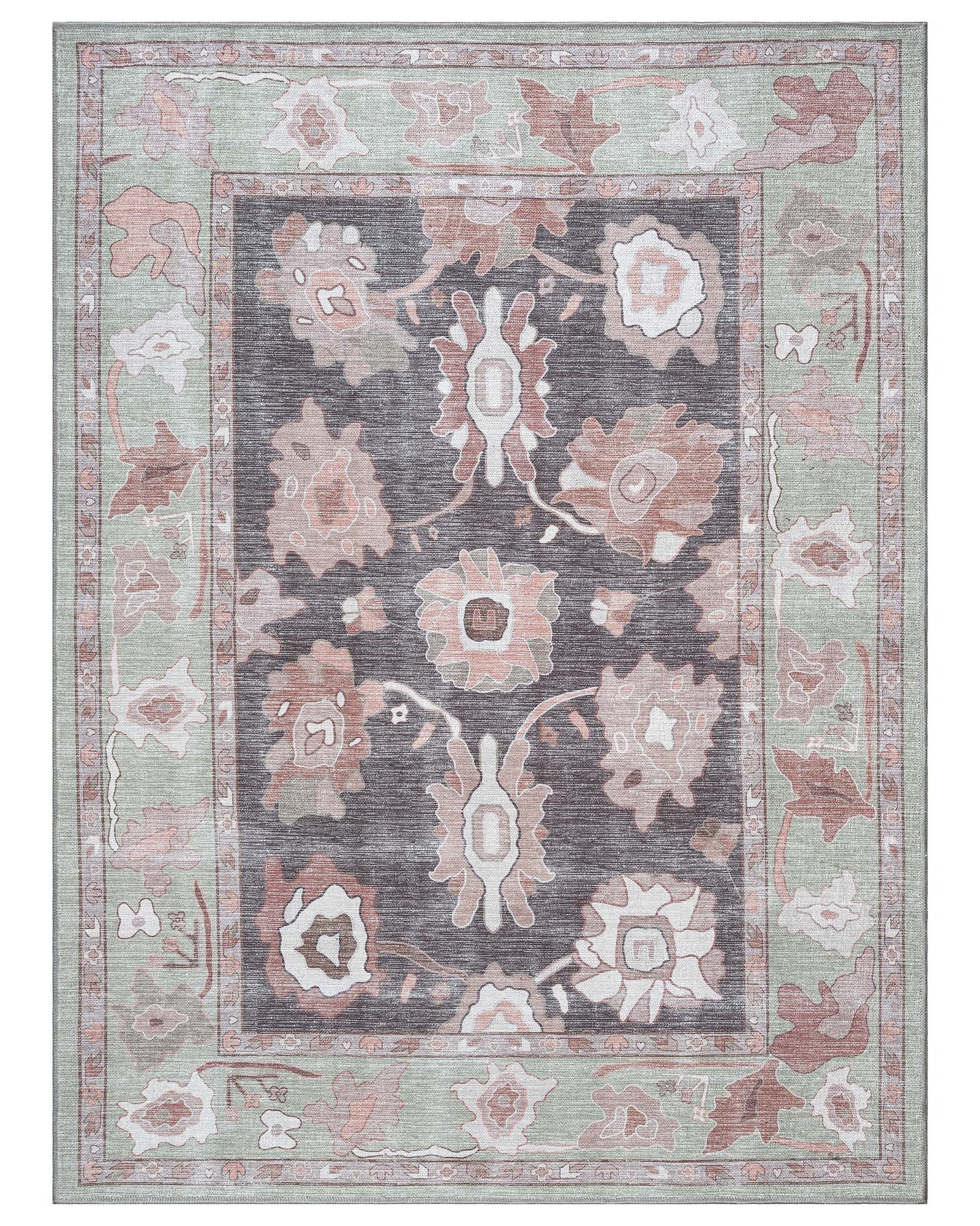 Rajiya Earth Tones Floral Modern Oushak Rug