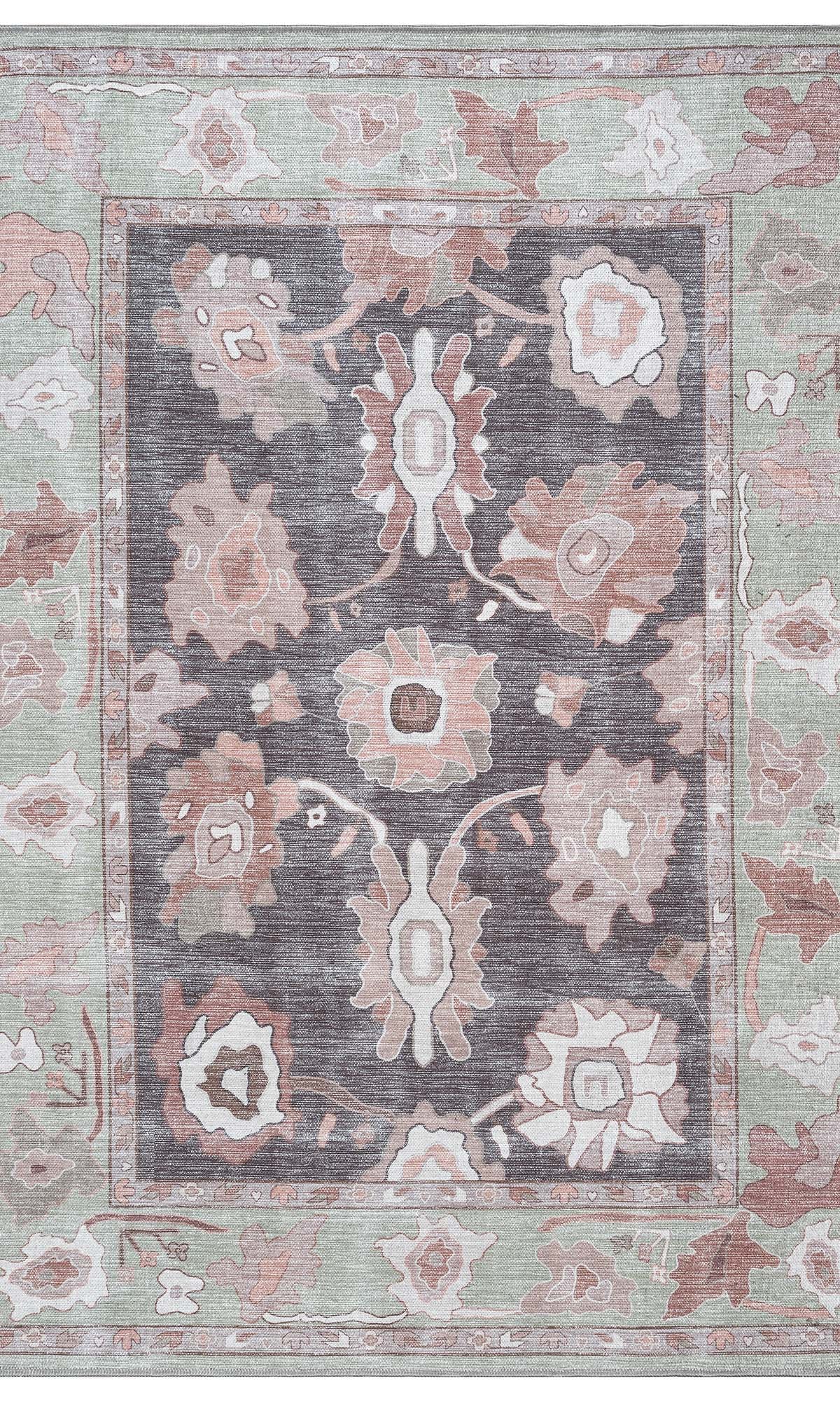 Rajiya Earth Tones Floral Modern Oushak Rug