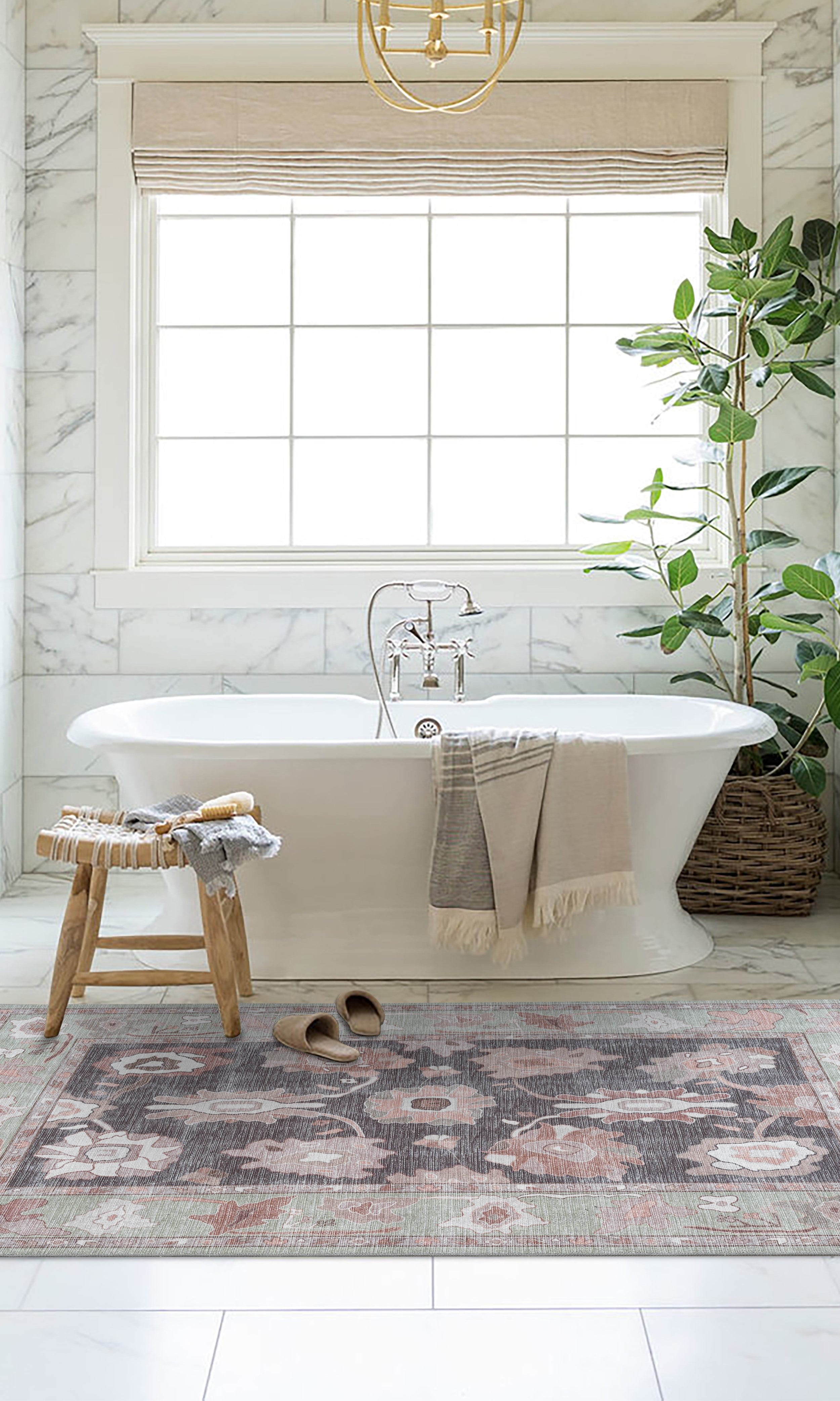 Rajiya Earth Tones Floral Modern Oushak Rug