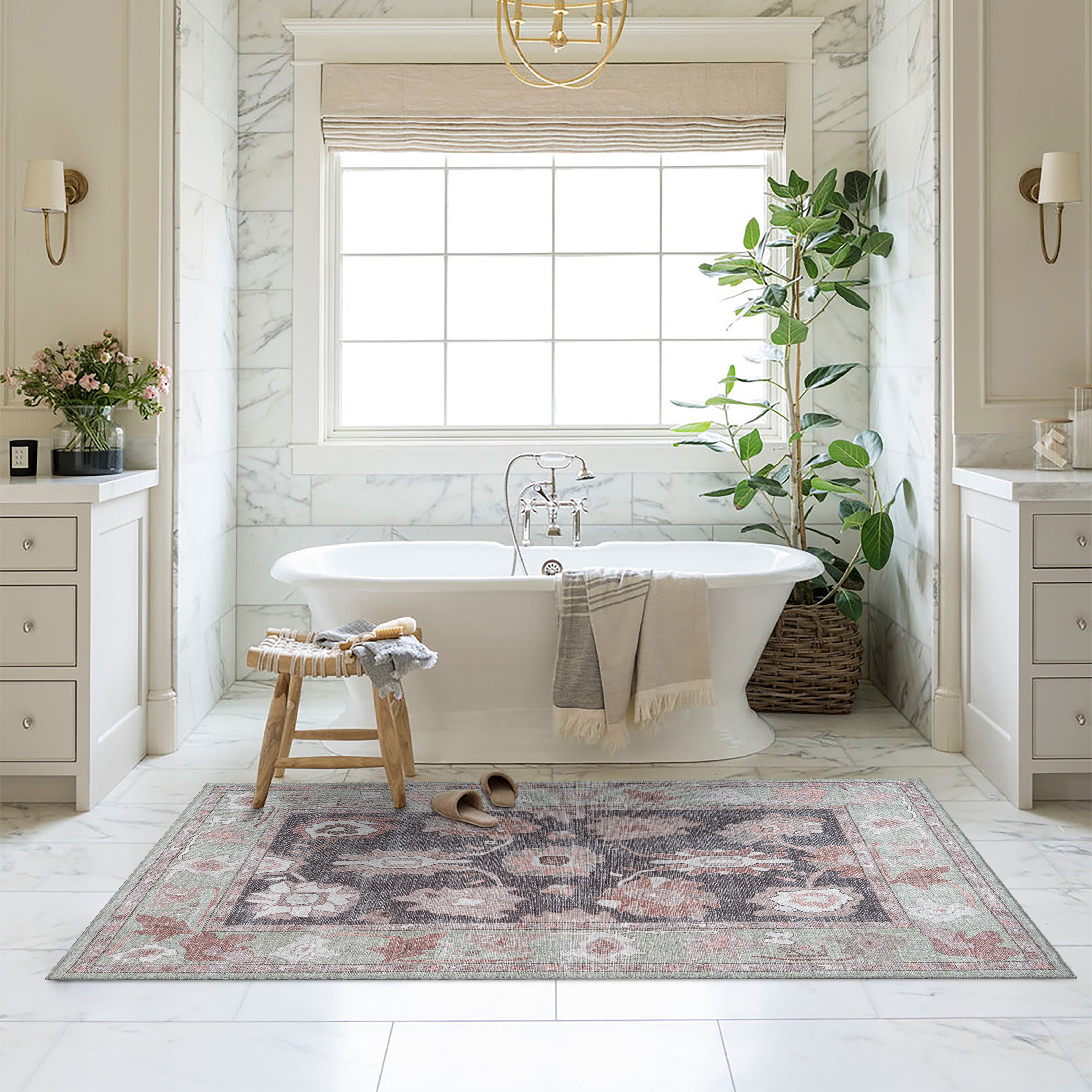 Rajiya Earth Tones Floral Modern Oushak Rug