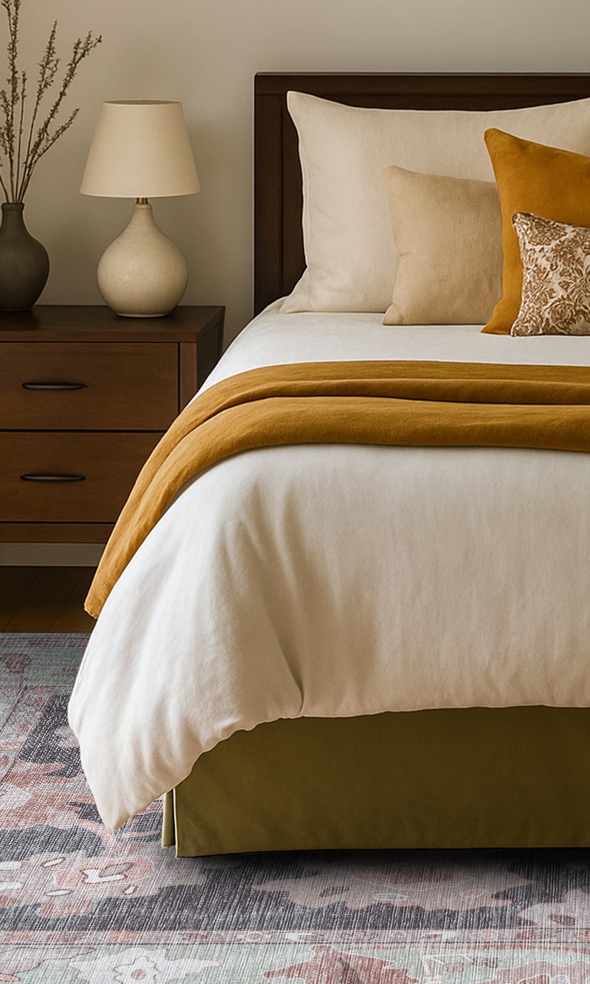 Rajiya Earth Tones Floral Modern Oushak Rug