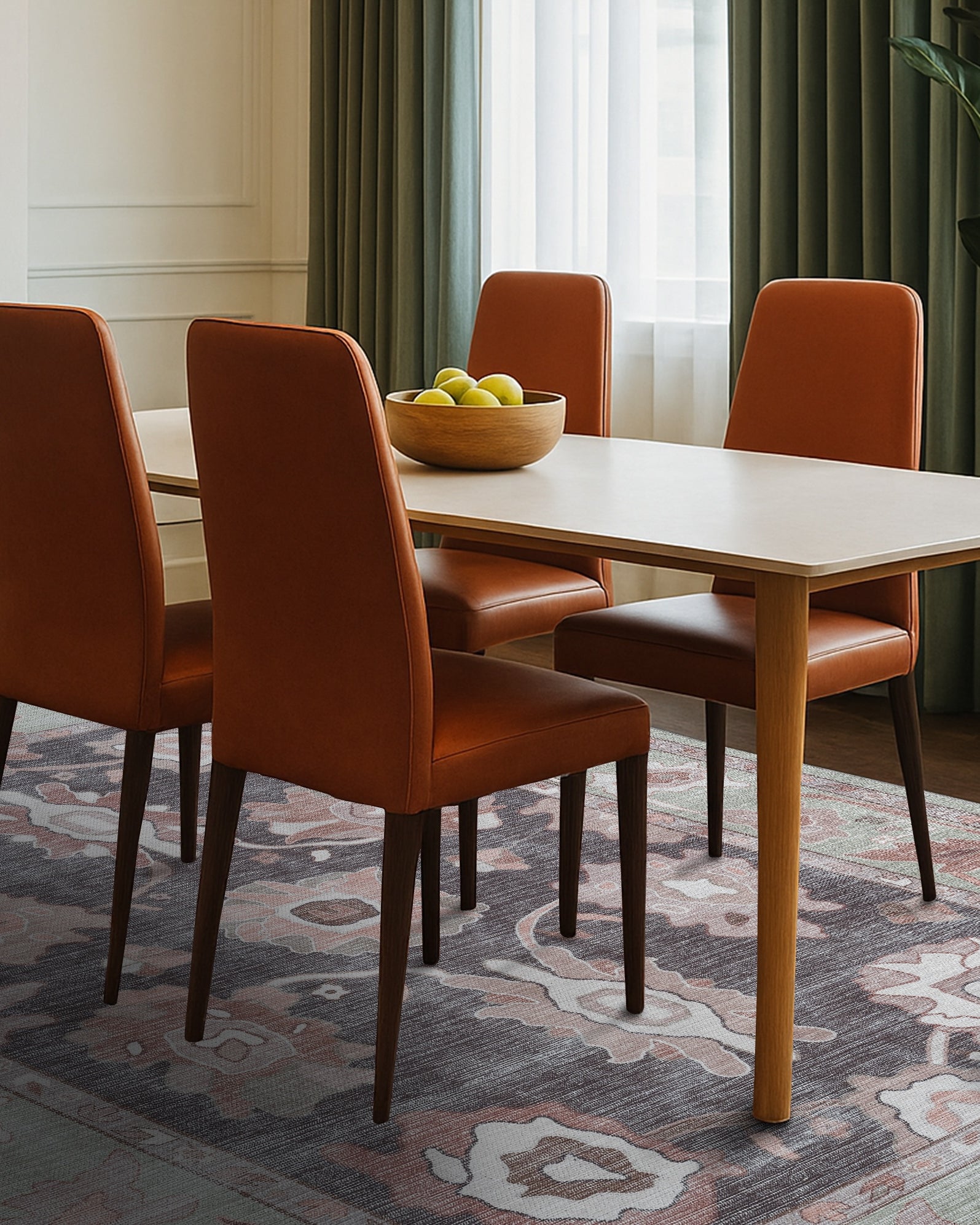 Rajiya Earth Tones Floral Modern Oushak Rug