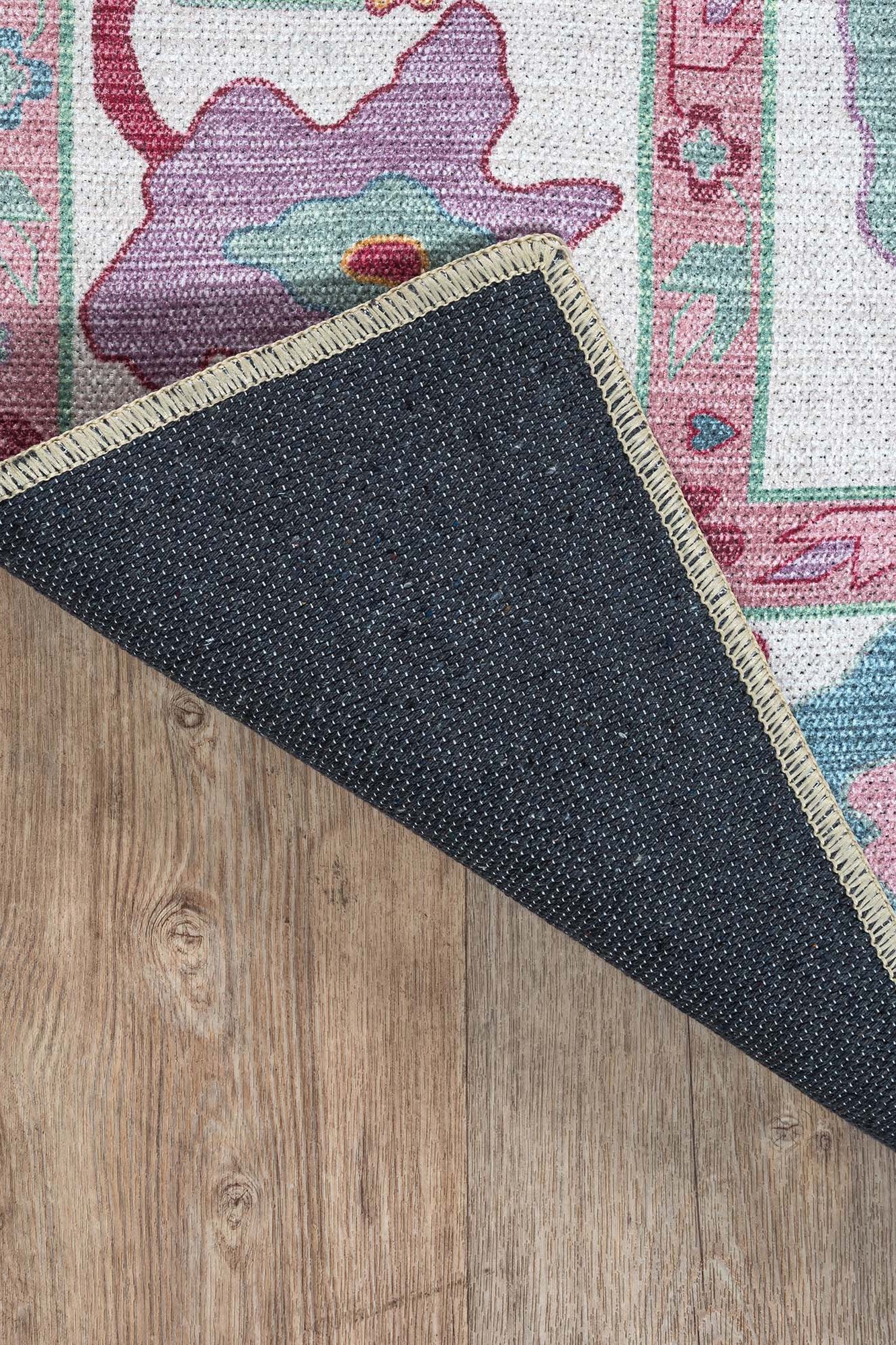 Florine Pastel Pink Orange Floral Oushak Rug