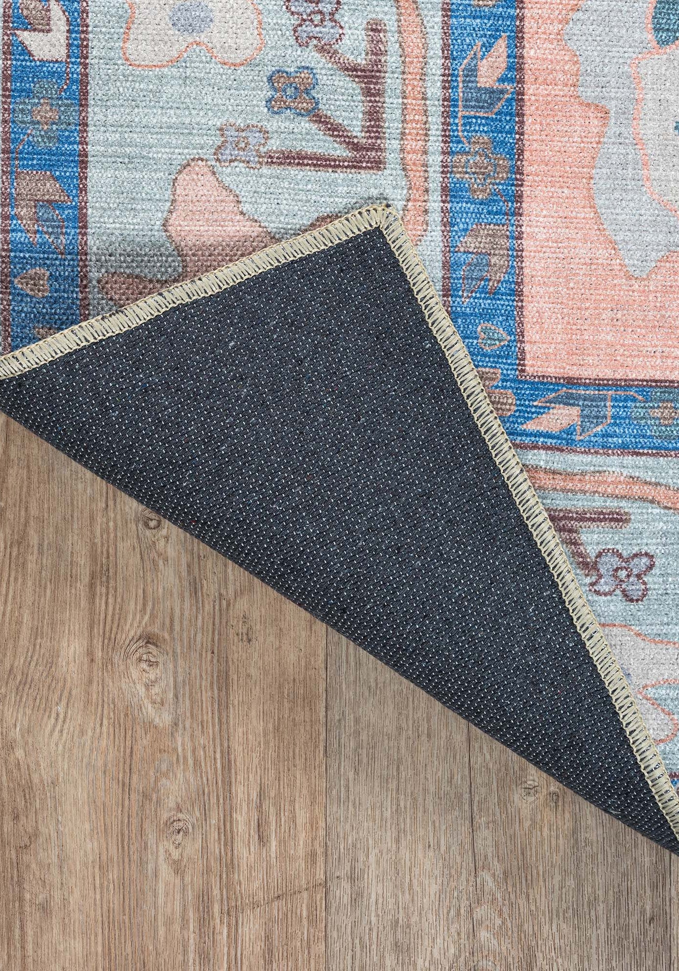 Menna Salmon Orange Blue Modern Oushak Rug