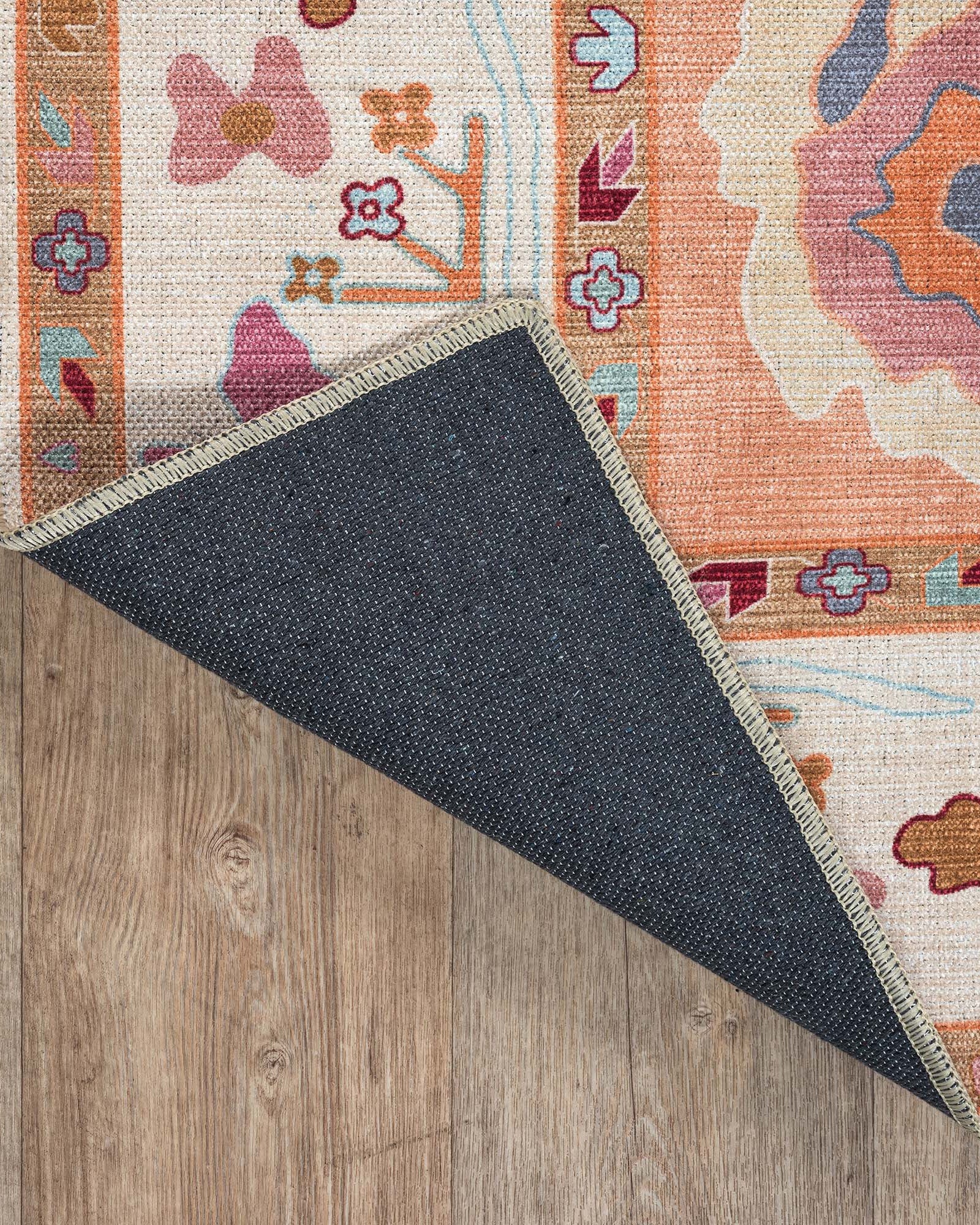 Soren Pastel Orange Floral Modern Oushak Rug