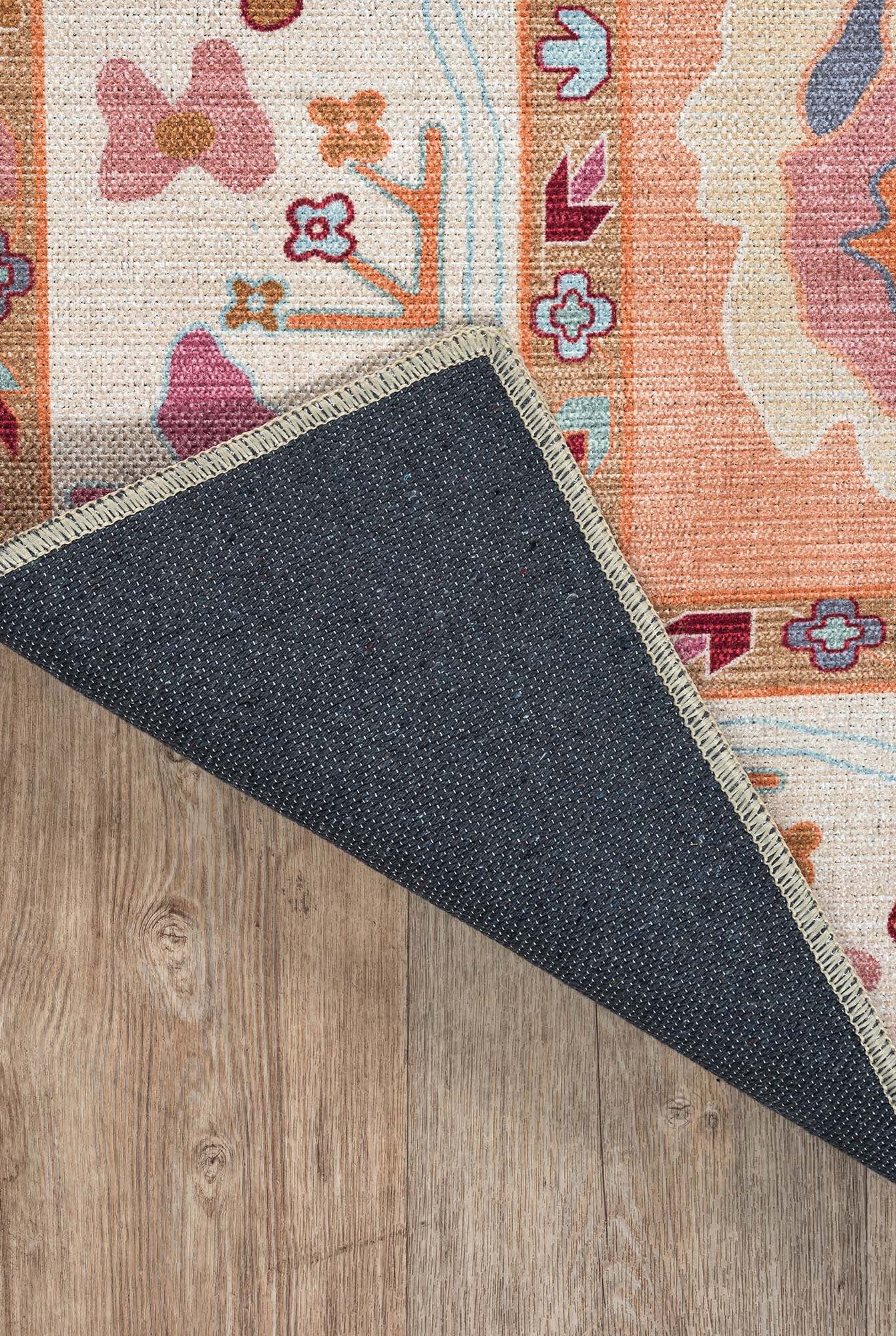 Soren Pastel Orange Floral Modern Oushak Rug