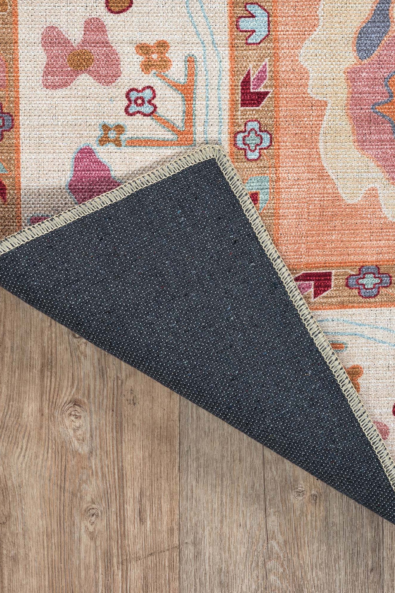 Soren Pastel Orange Floral Modern Oushak Rug