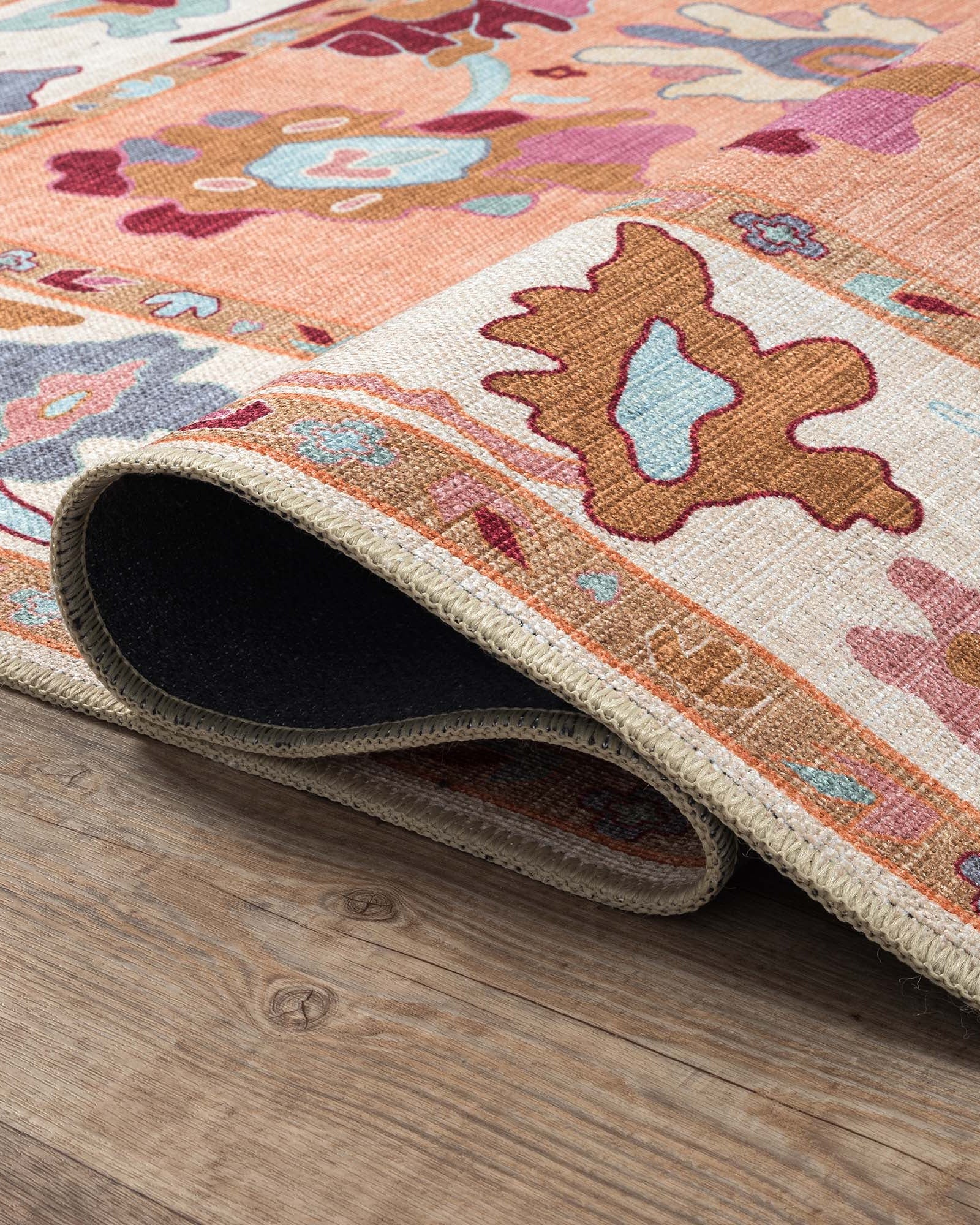 Soren Pastel Orange Floral Modern Oushak Rug