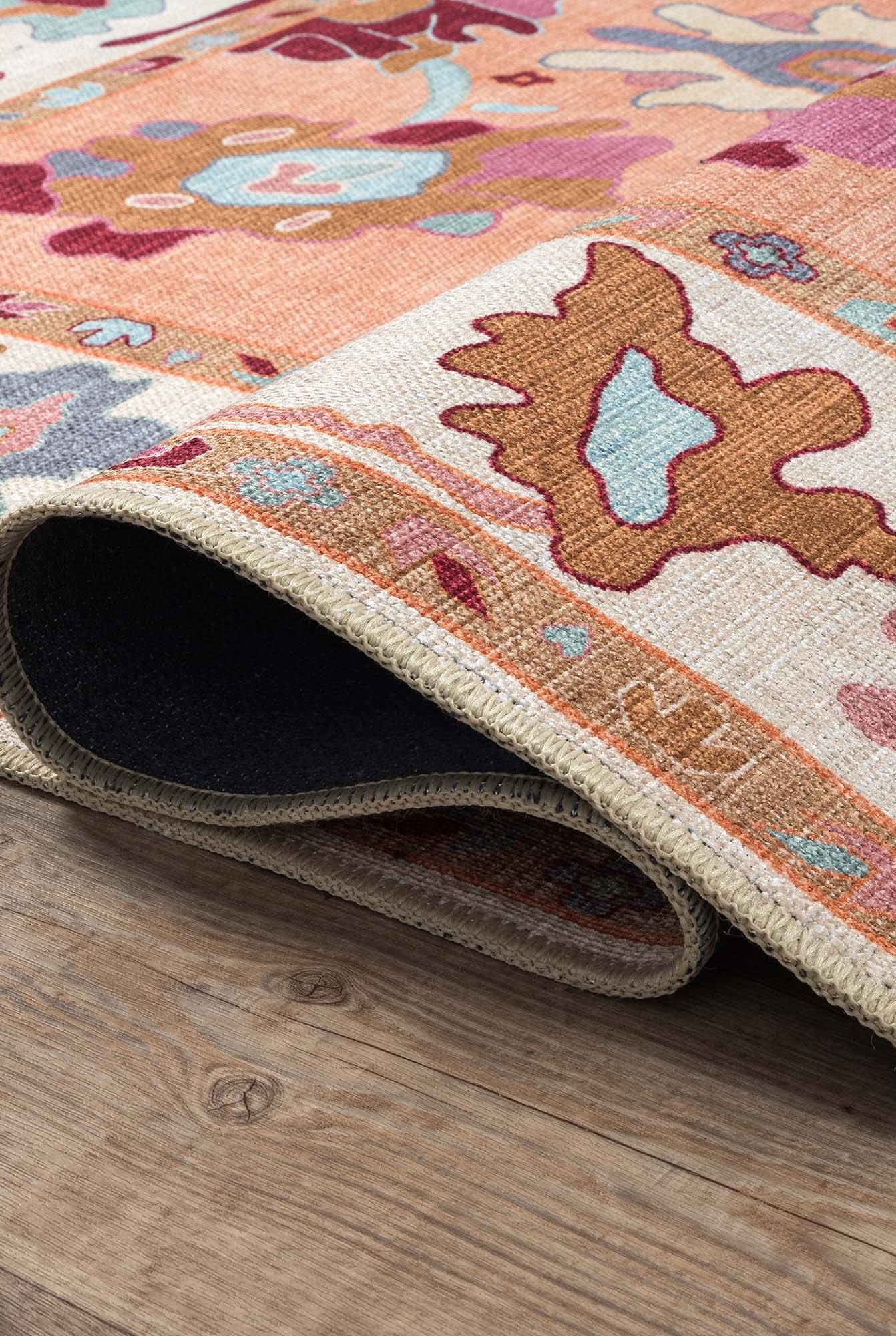 Soren Pastel Orange Floral Modern Oushak Rug