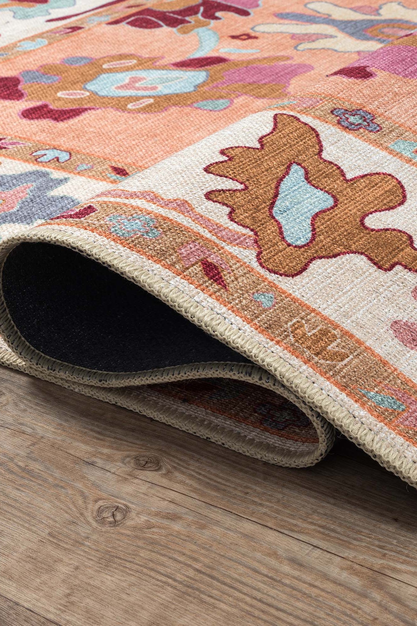 Soren Pastel Orange Floral Modern Oushak Rug