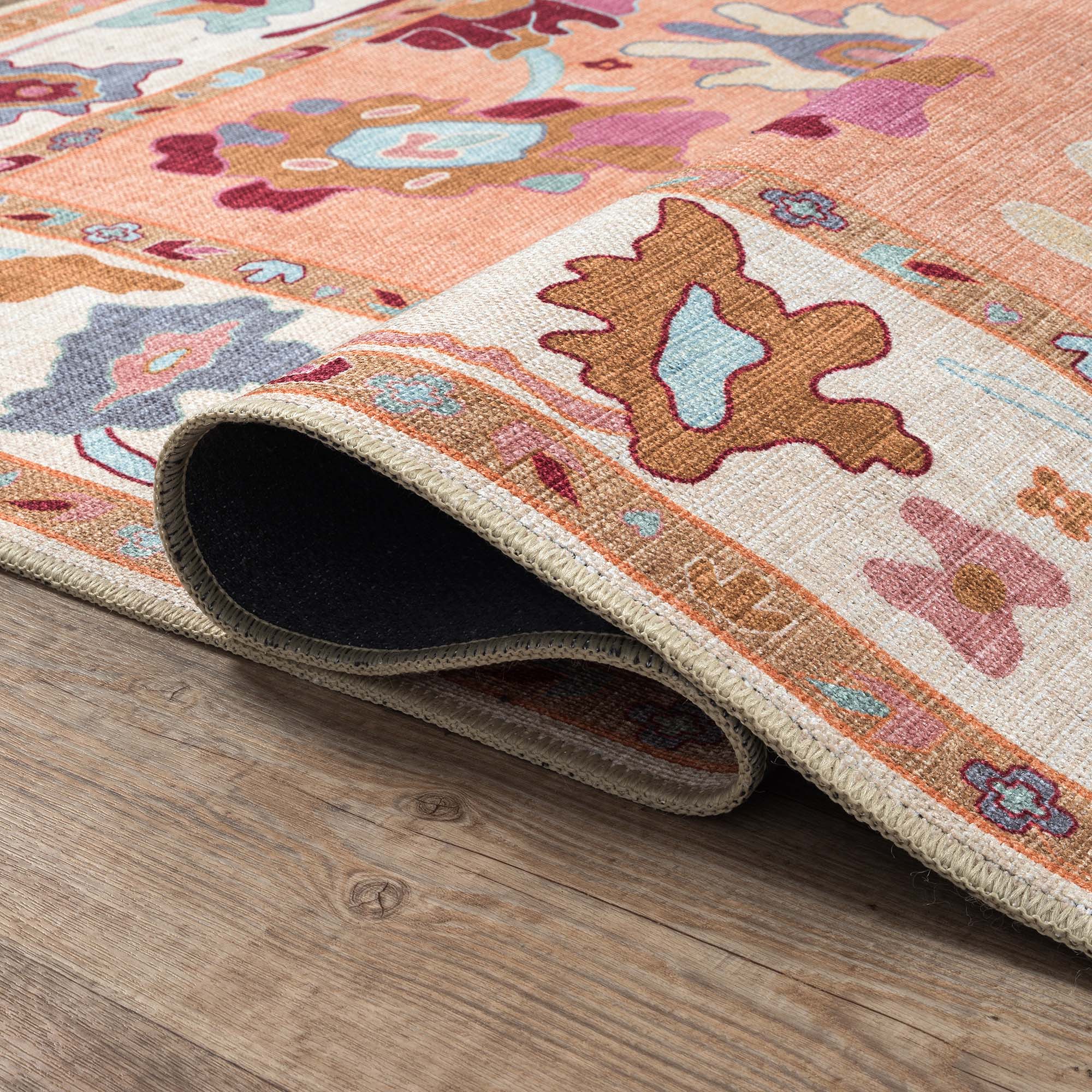 Soren Pastel Orange Floral Modern Oushak Rug