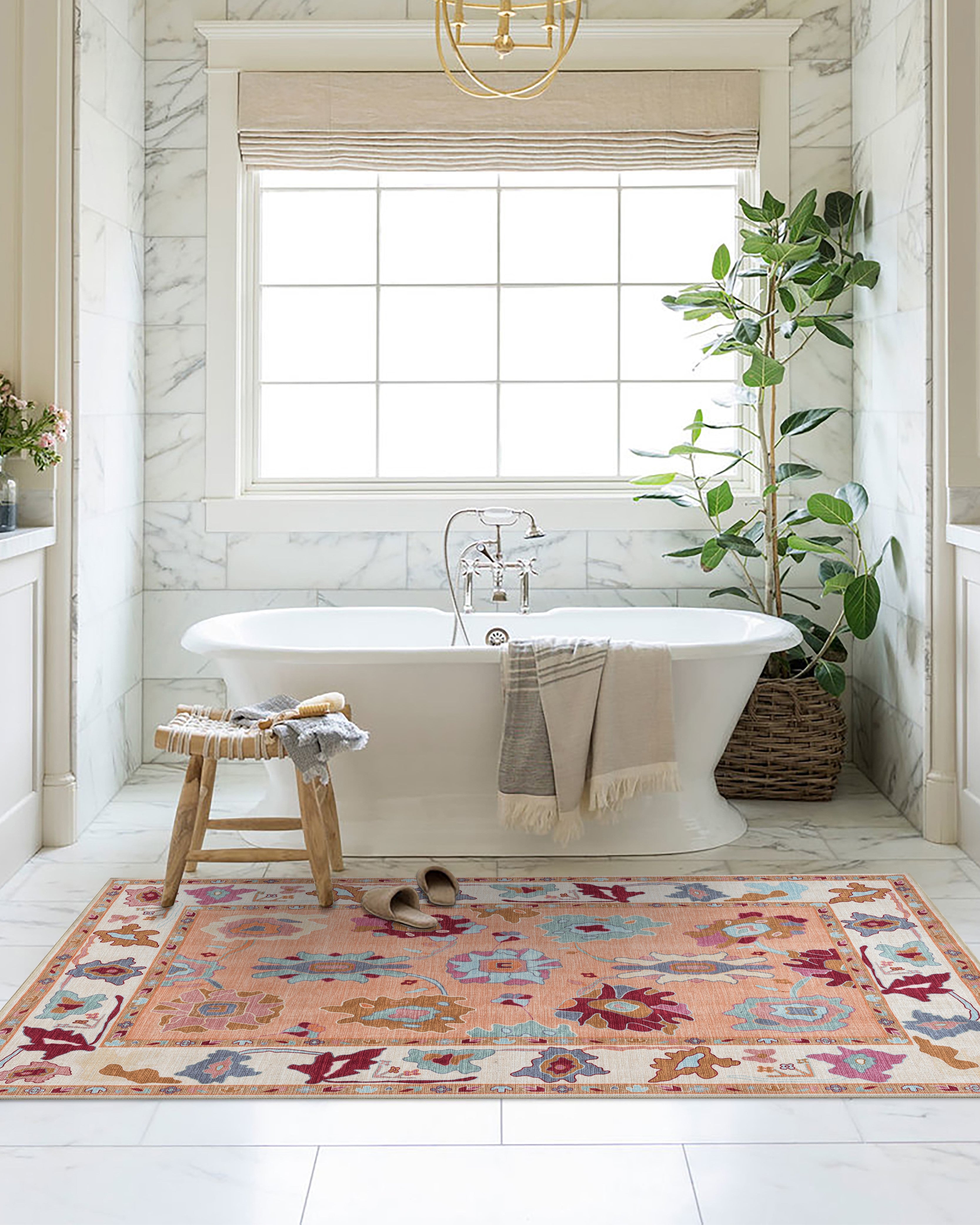 Soren Pastel Orange Floral Modern Oushak Rug