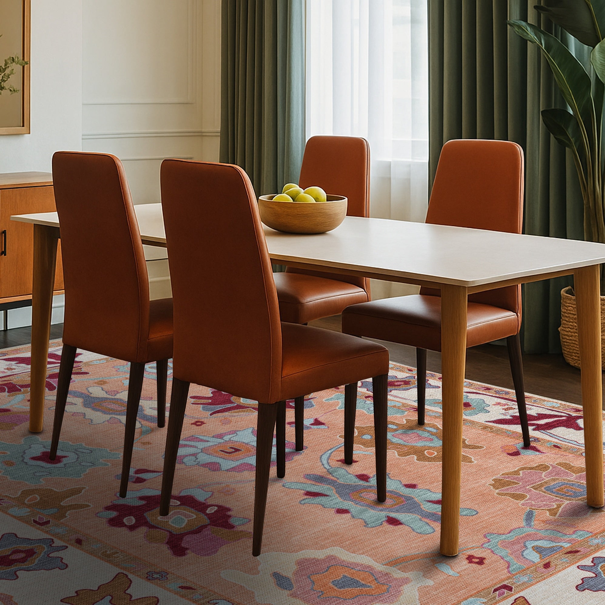 Soren Pastel Orange Floral Modern Oushak Rug