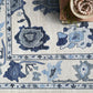 Oushak Rug, Navy Blue Vintage Turkish Floral Pastel Large Oversized Area Rugs for Living room Dining Bedroom Kitchen Bathroom