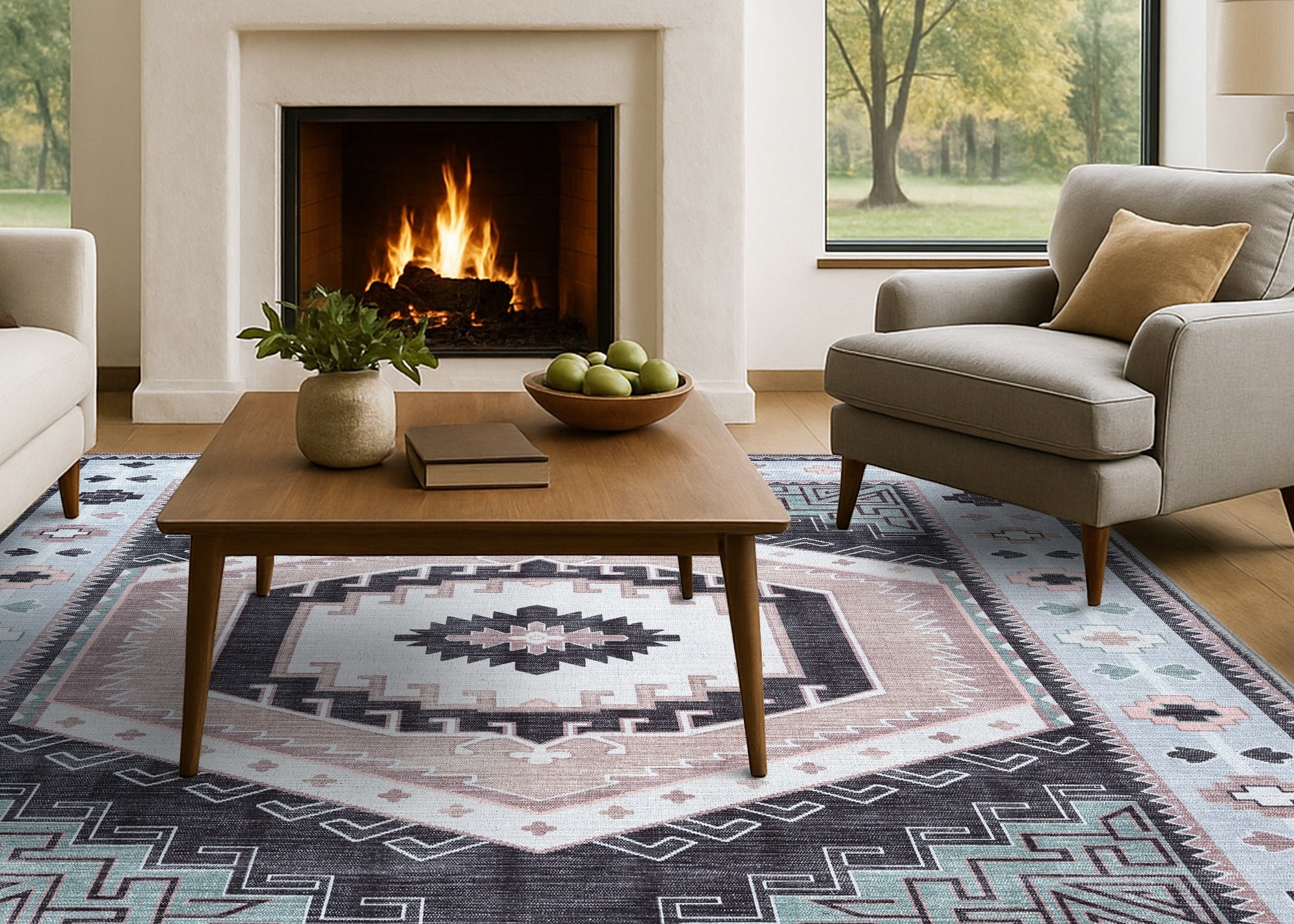 Odilia Black Gray Modern Turkish Rug