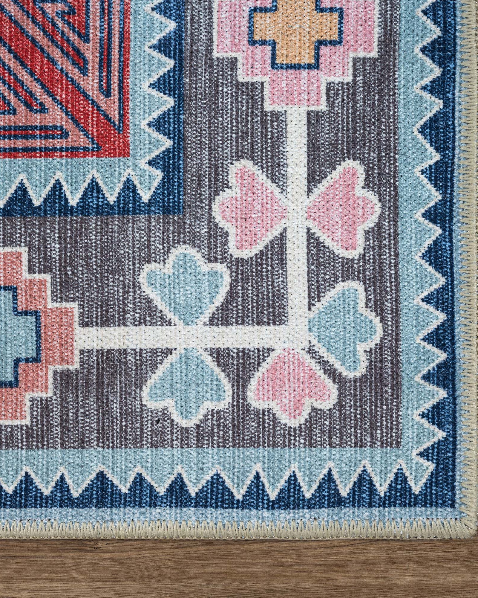 Leena Blue Colorful Aesthetic Oushak Rug