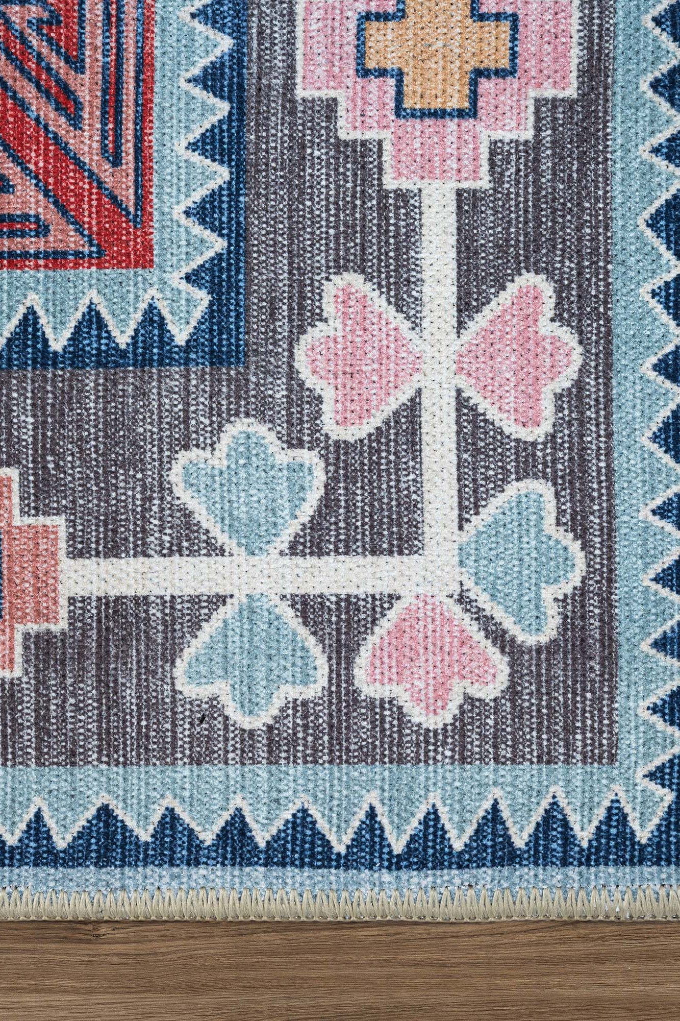 Leena Blue Colorful Aesthetic Oushak Rug