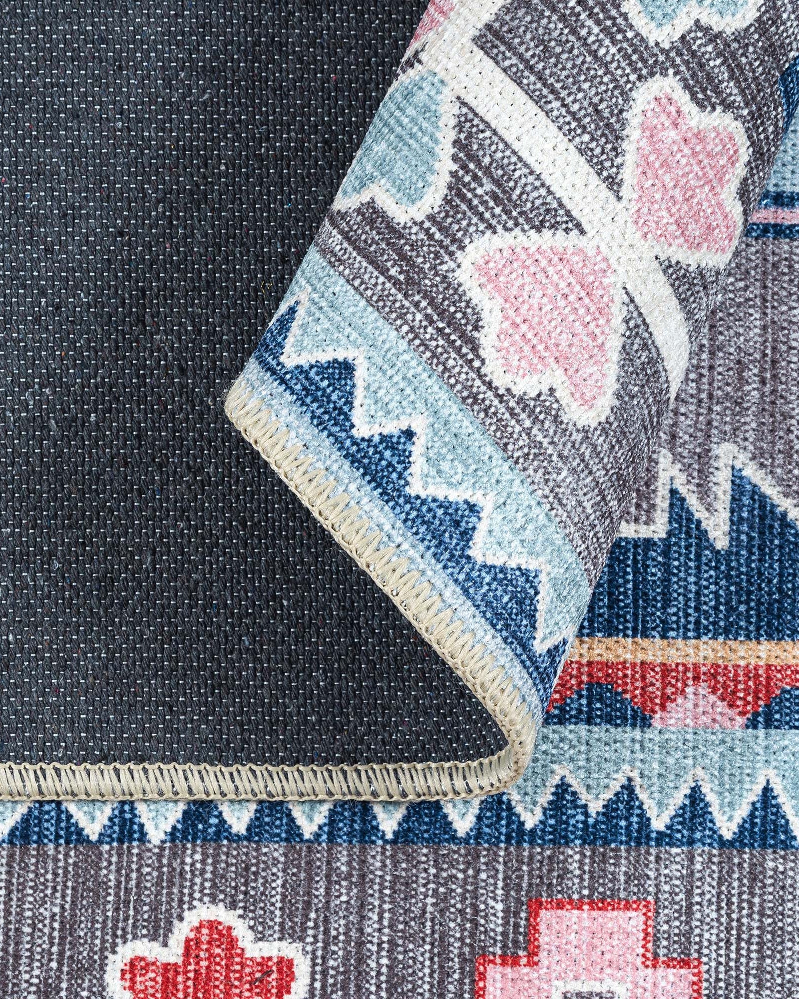 Leena Blue Colorful Aesthetic Oushak Rug