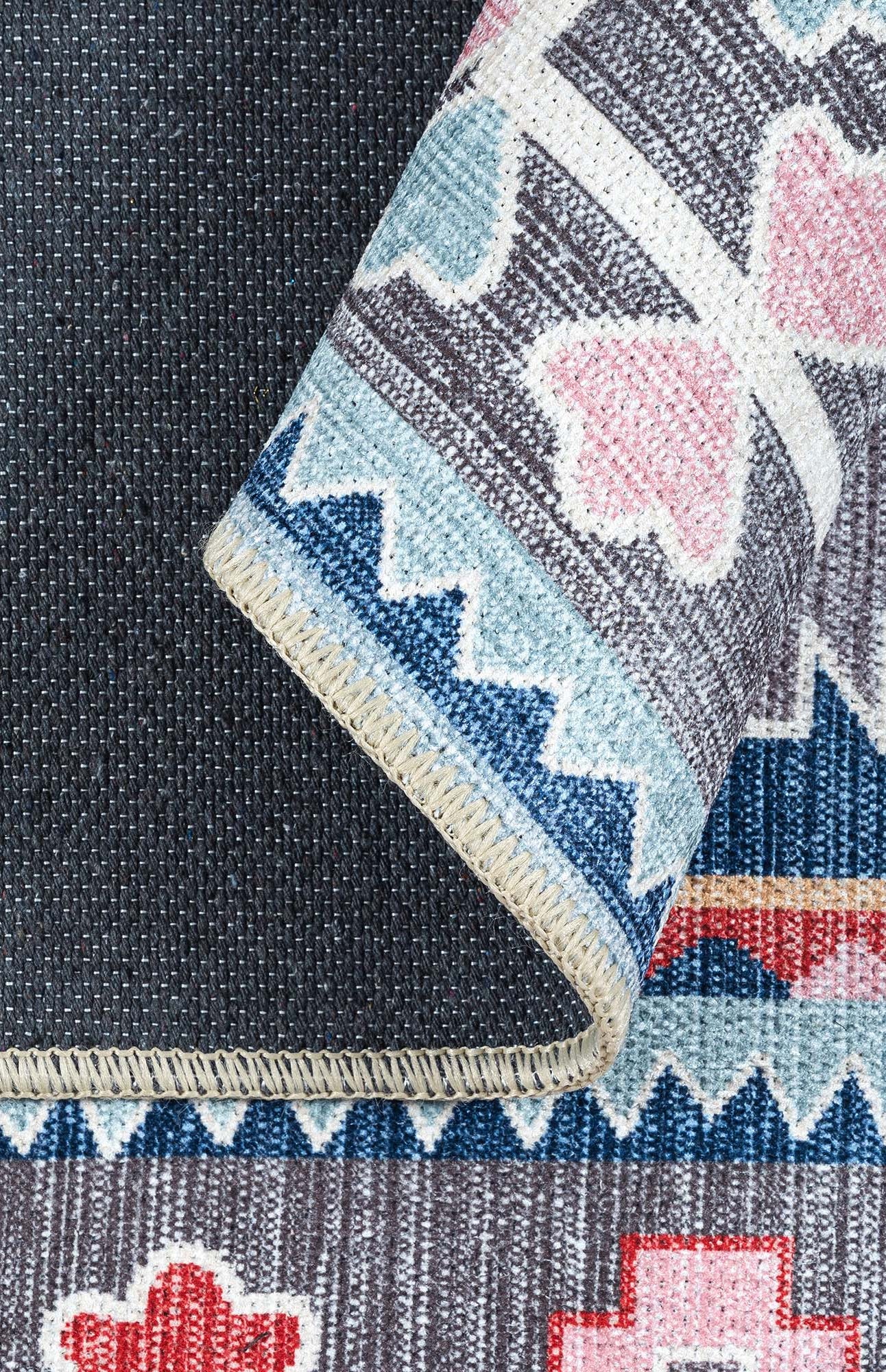 Leena Blue Colorful Aesthetic Oushak Rug