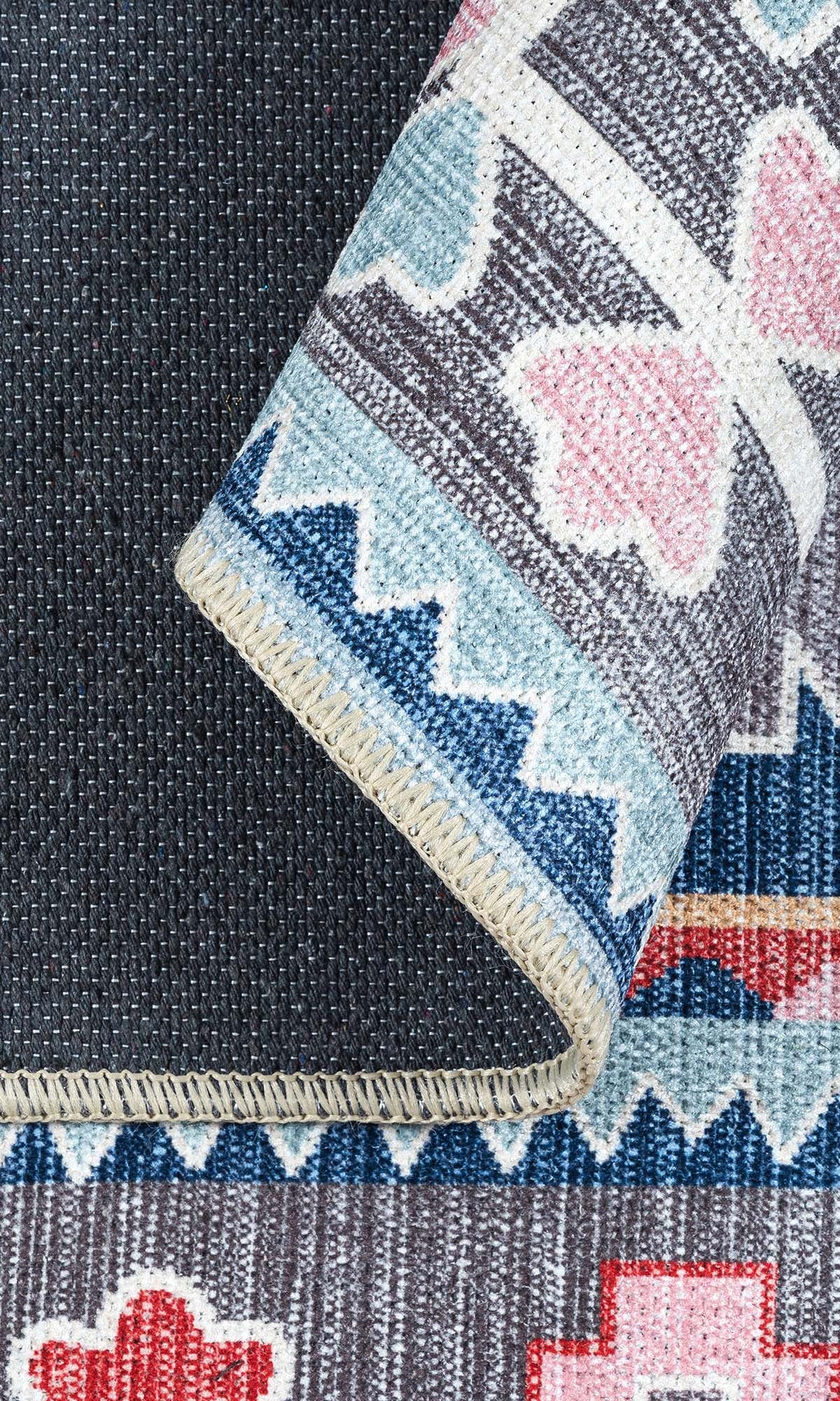 Leena Blue Colorful Aesthetic Oushak Rug