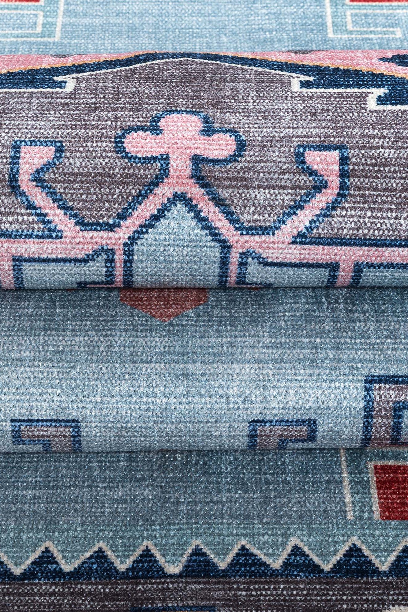 Leena Blue Colorful Aesthetic Oushak Rug