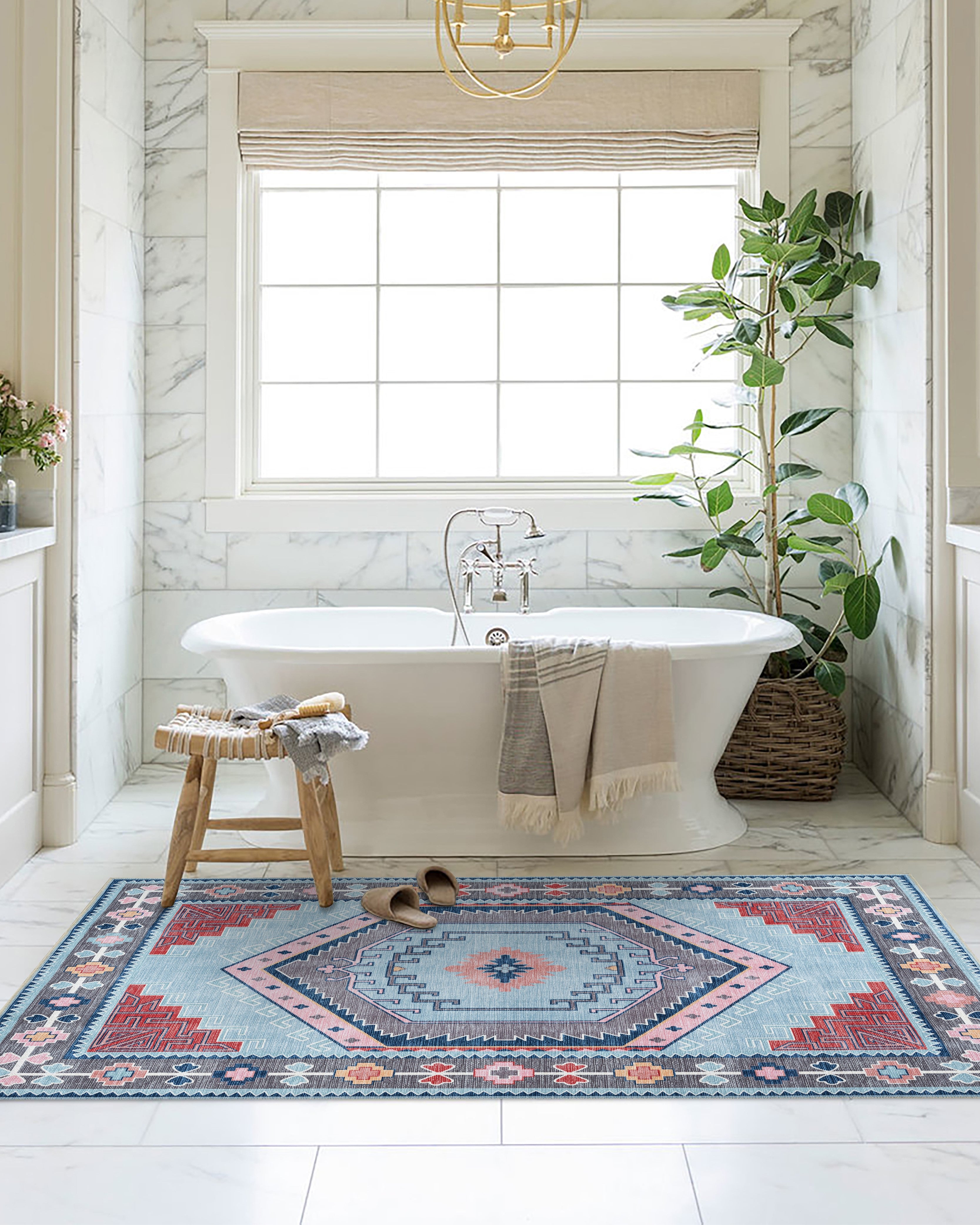 Leena Blue Colorful Aesthetic Oushak Rug