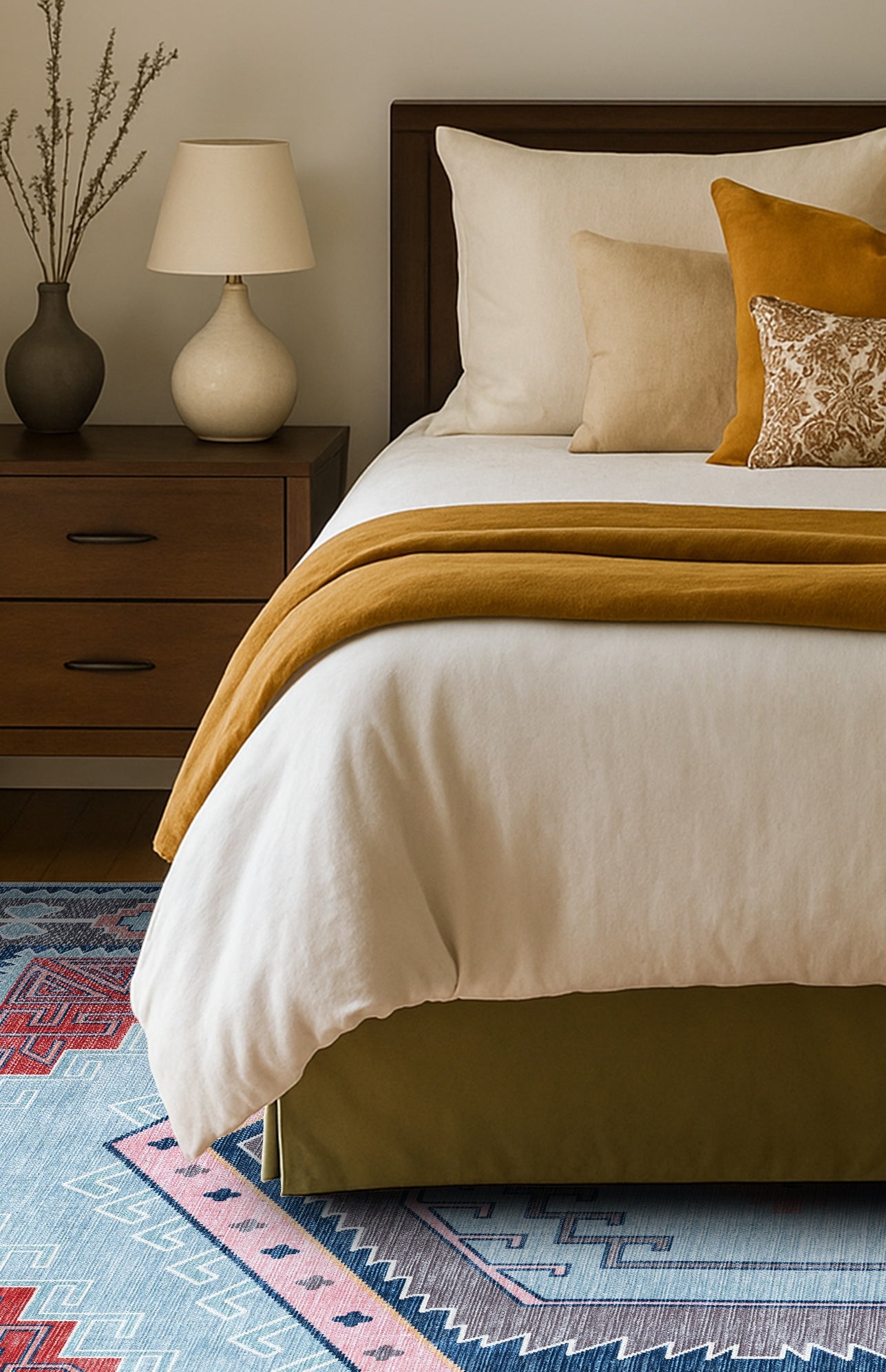 Leena Blue Colorful Aesthetic Oushak Rug