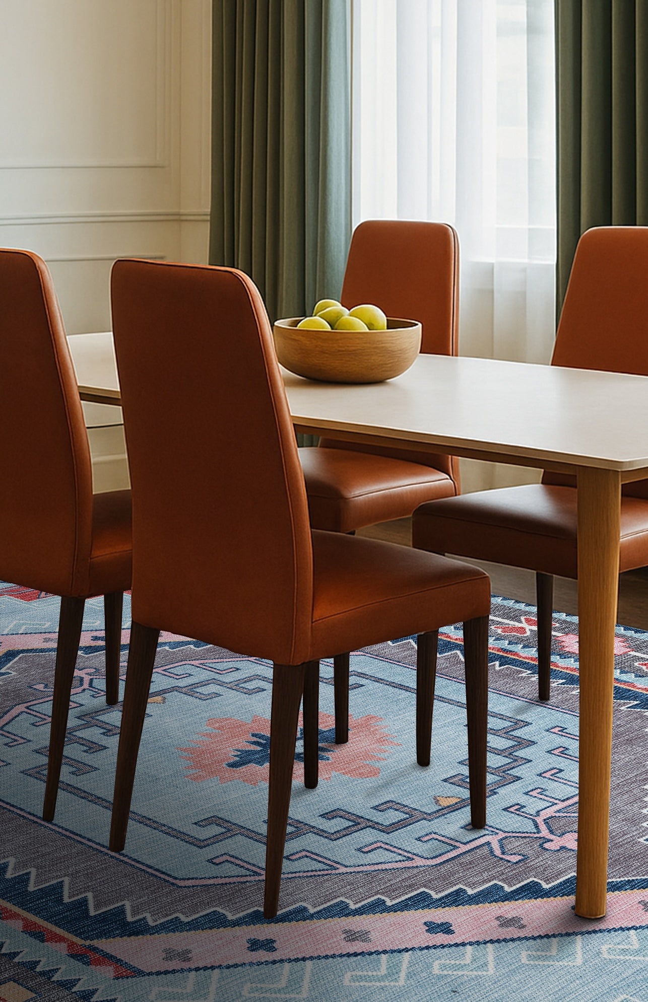 Leena Blue Colorful Aesthetic Oushak Rug