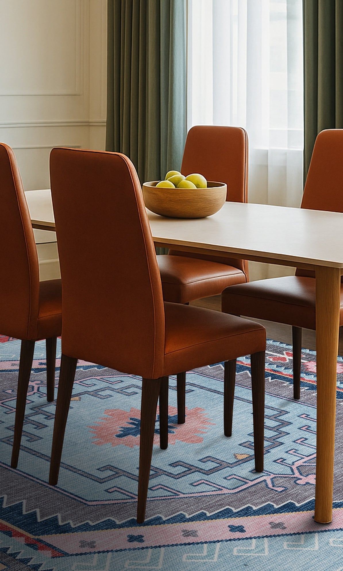 Leena Blue Colorful Aesthetic Oushak Rug