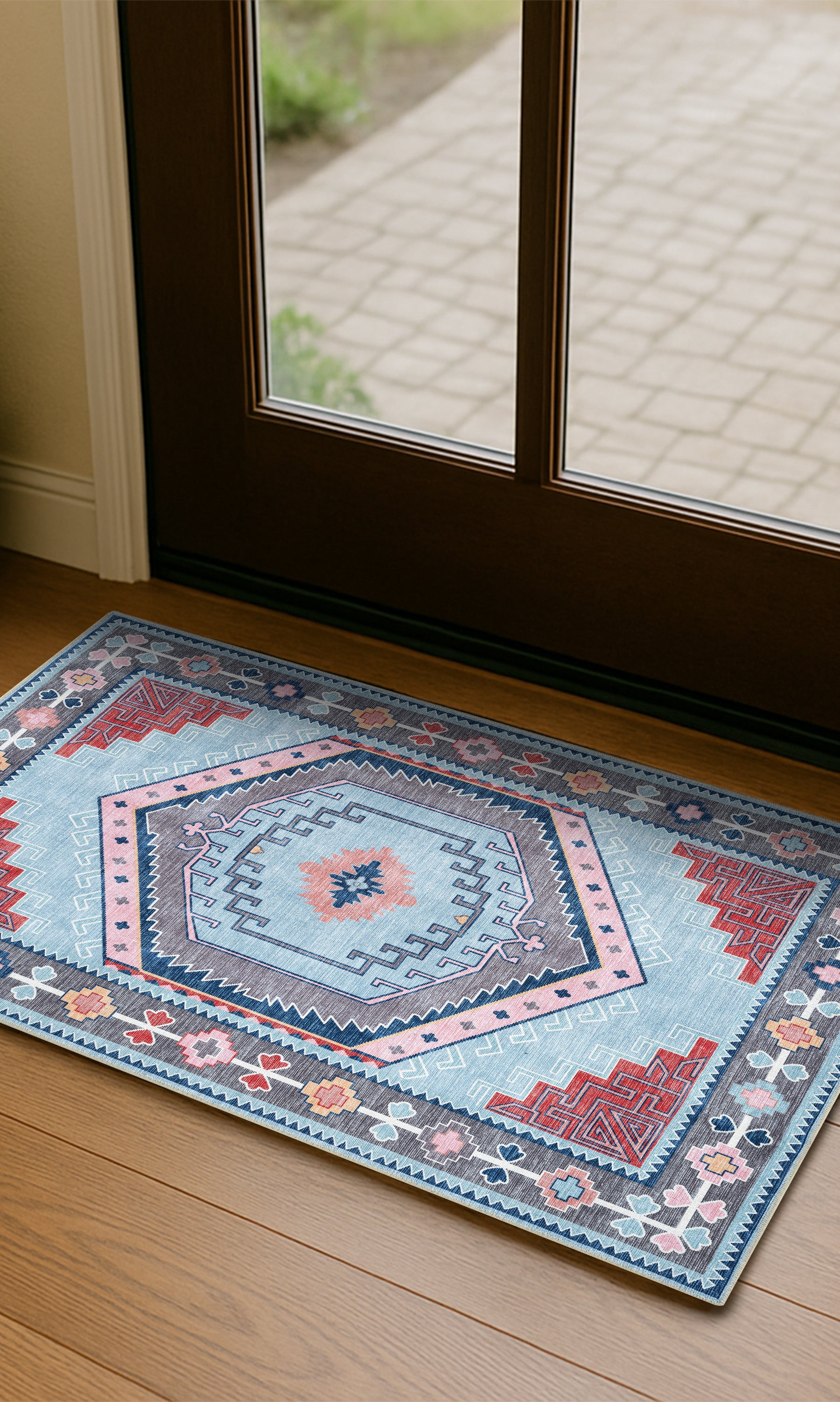 Leena Blue Colorful Aesthetic Oushak Rug