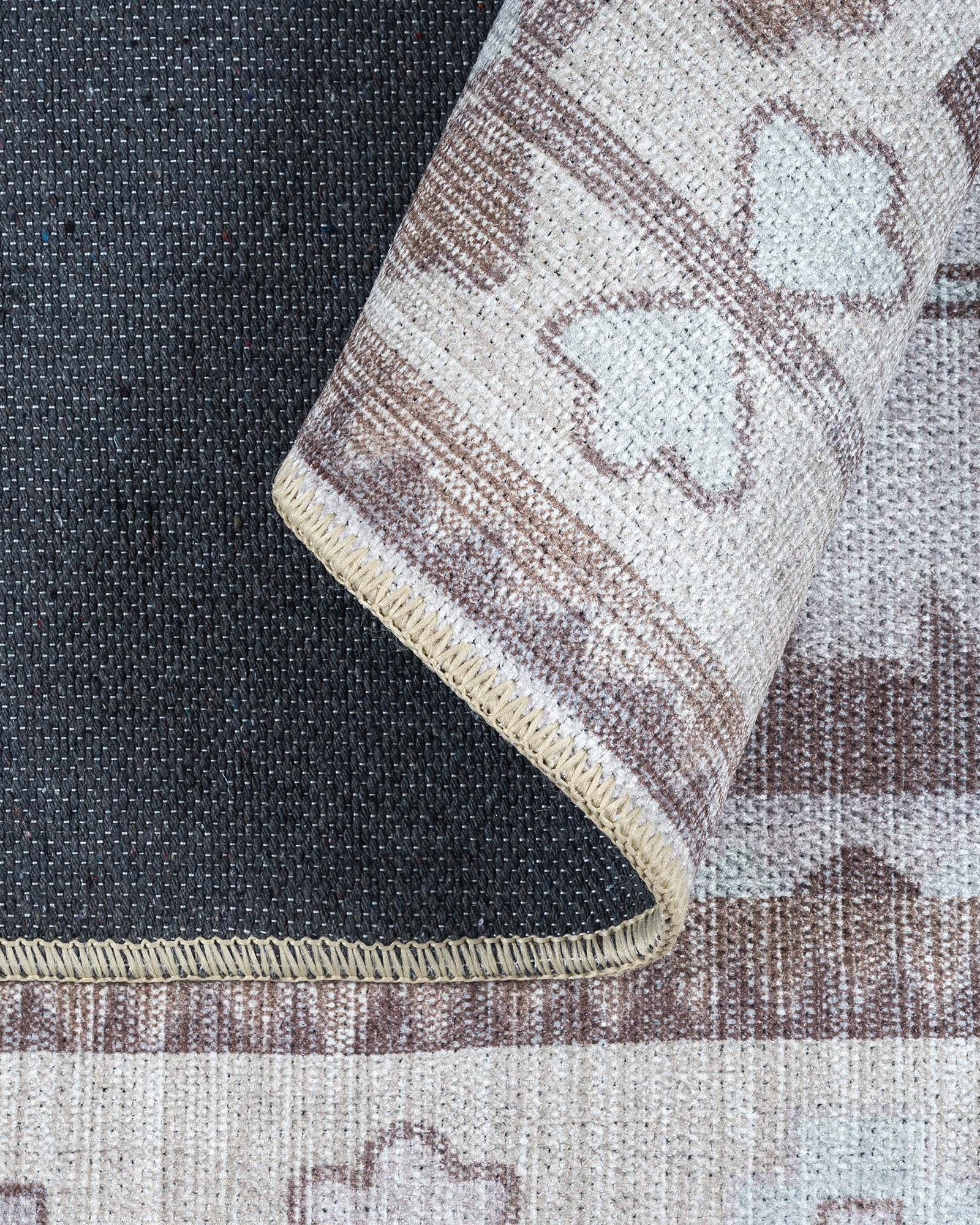Raven Brown Cream Modern Turkish Rug