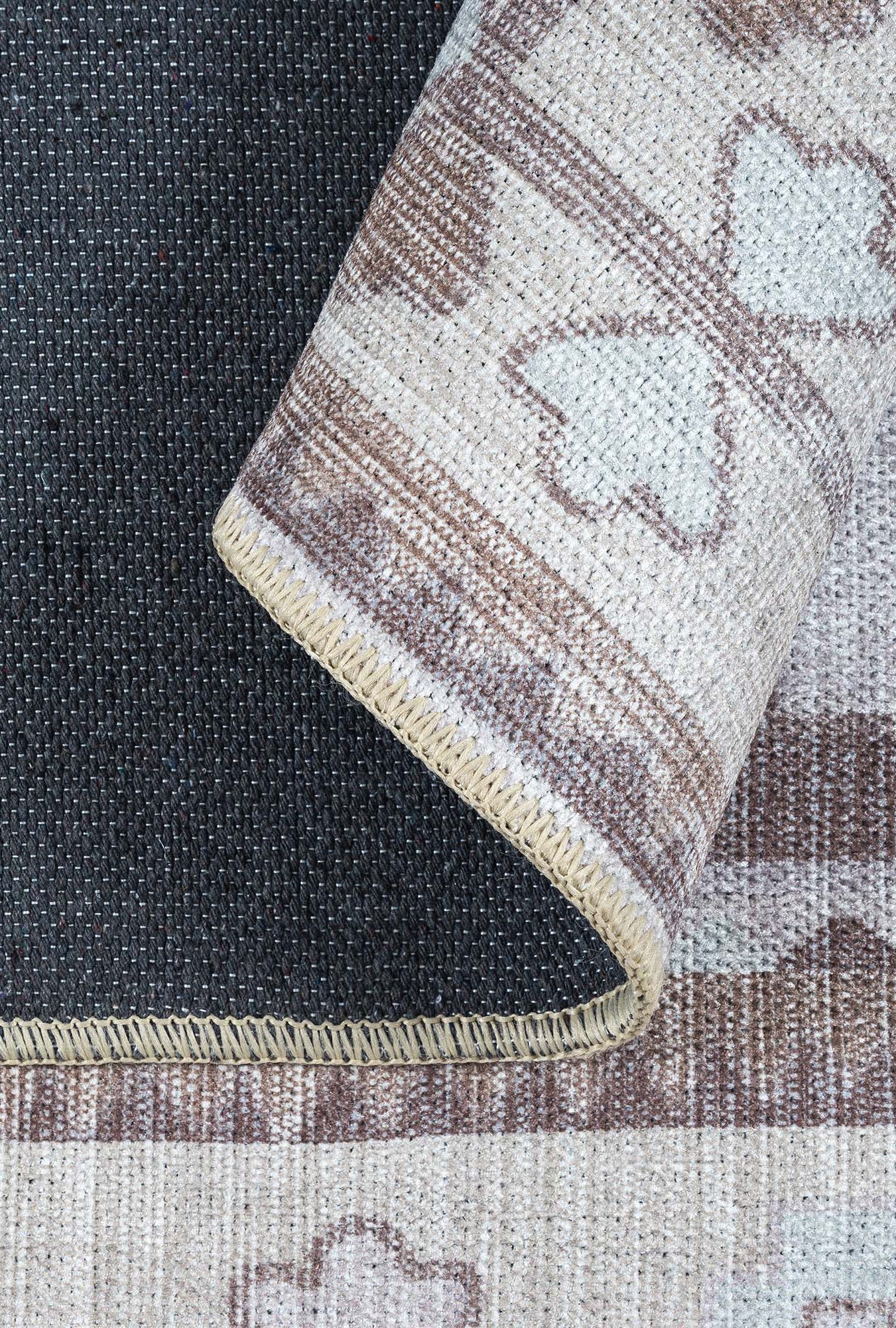 Raven Brown Cream Modern Turkish Rug