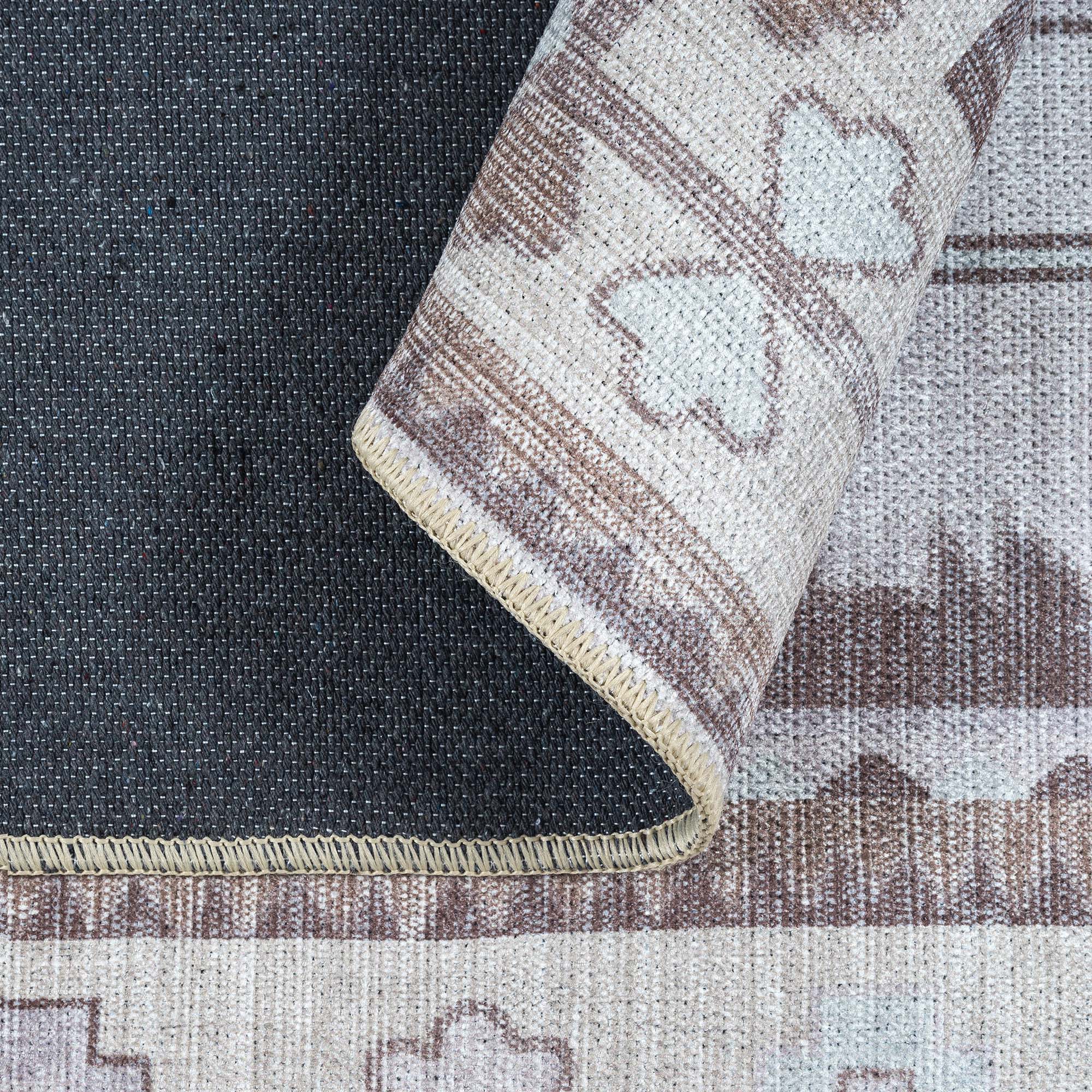 Raven Brown Cream Modern Turkish Rug