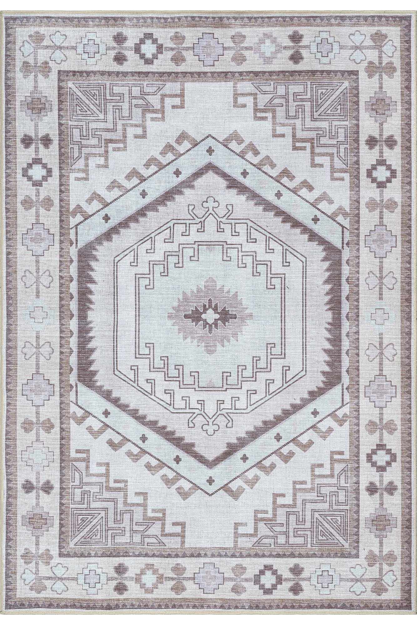 Raven Brown Cream Modern Turkish Rug