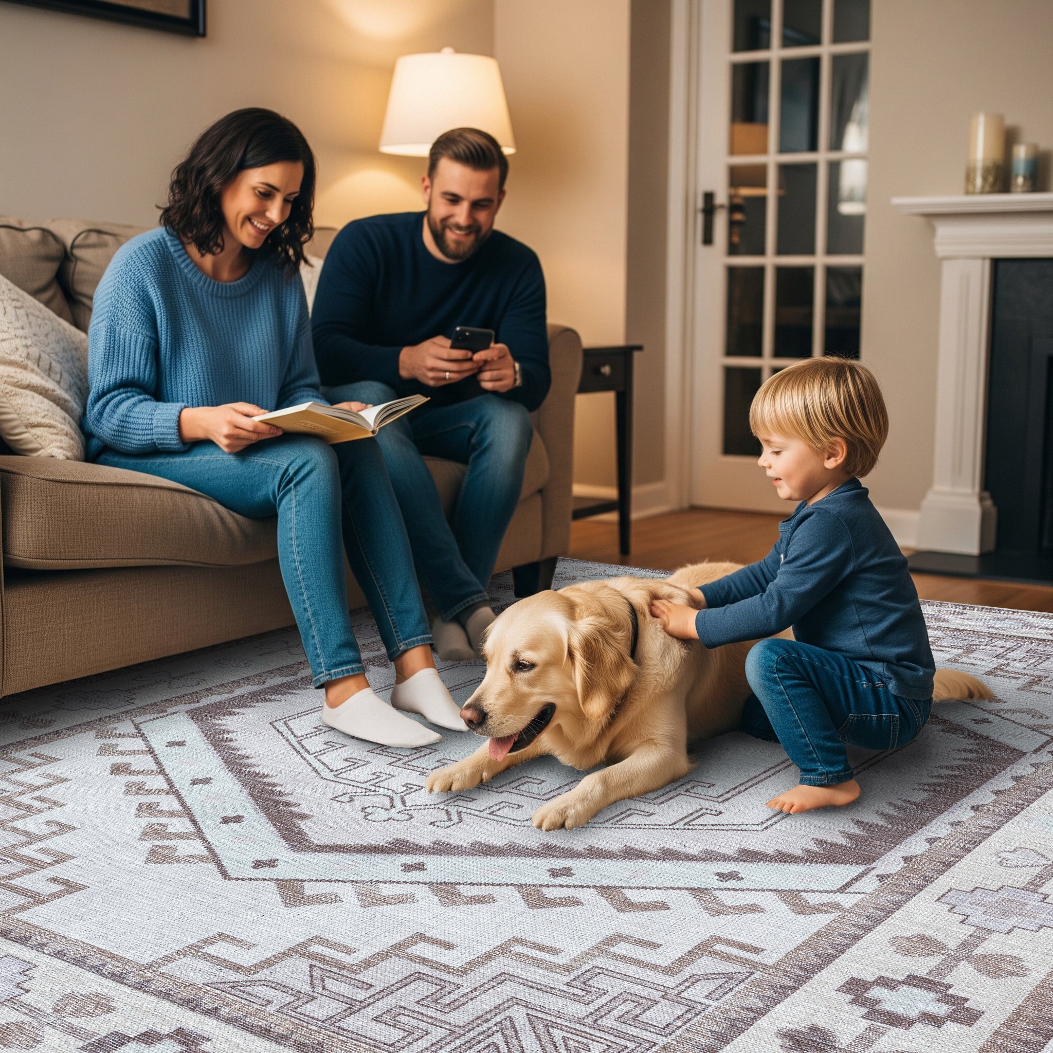 Raven Brown Cream Modern Turkish Rug