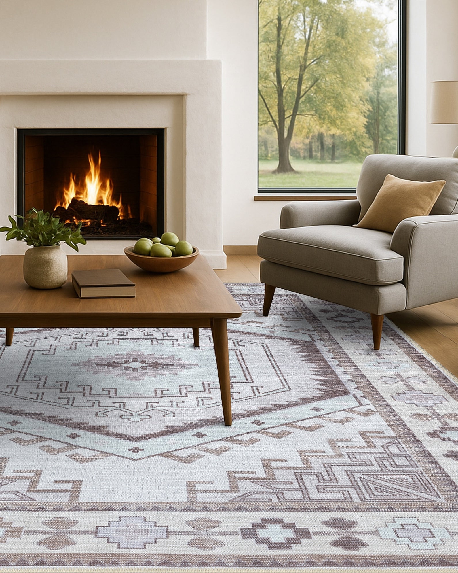 Raven Brown Cream Modern Turkish Rug