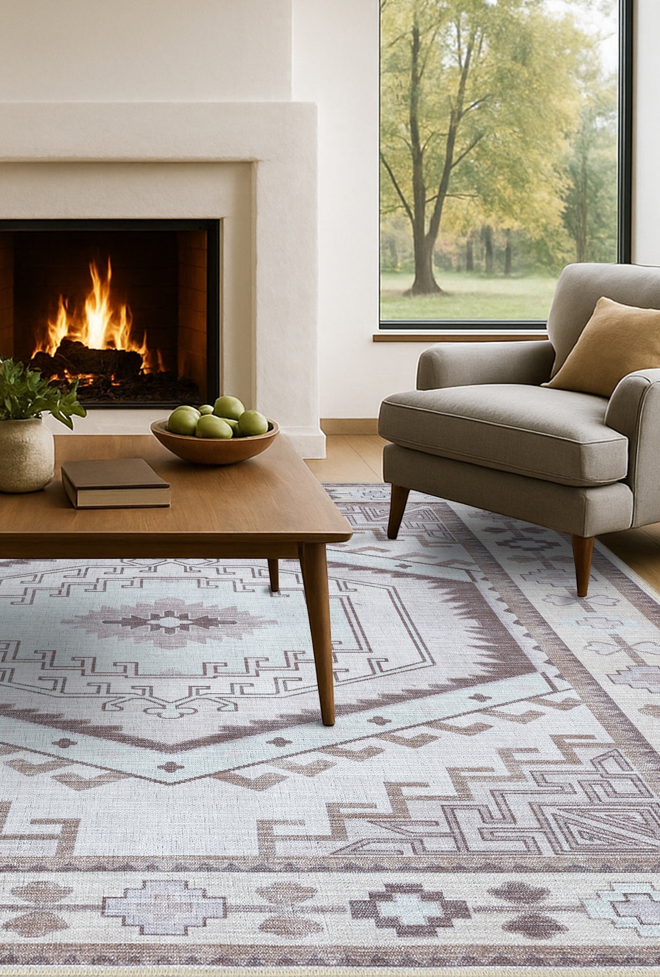 Raven Brown Cream Modern Turkish Rug