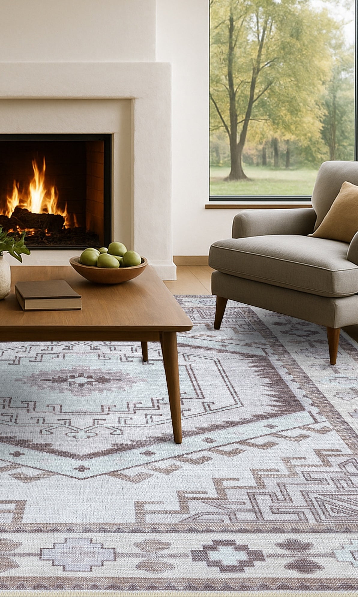 Raven Brown Cream Modern Turkish Rug