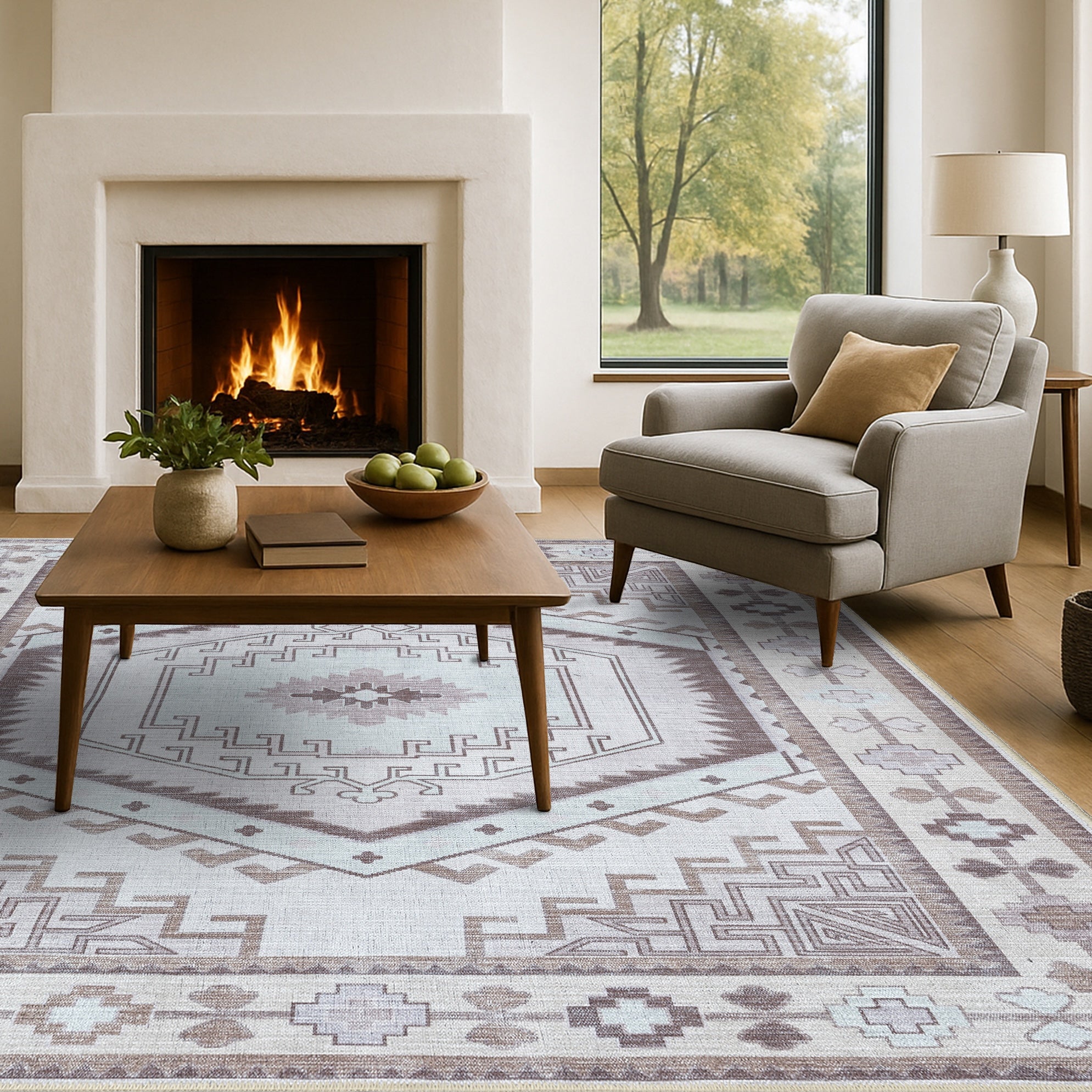 Raven Brown Cream Modern Turkish Rug