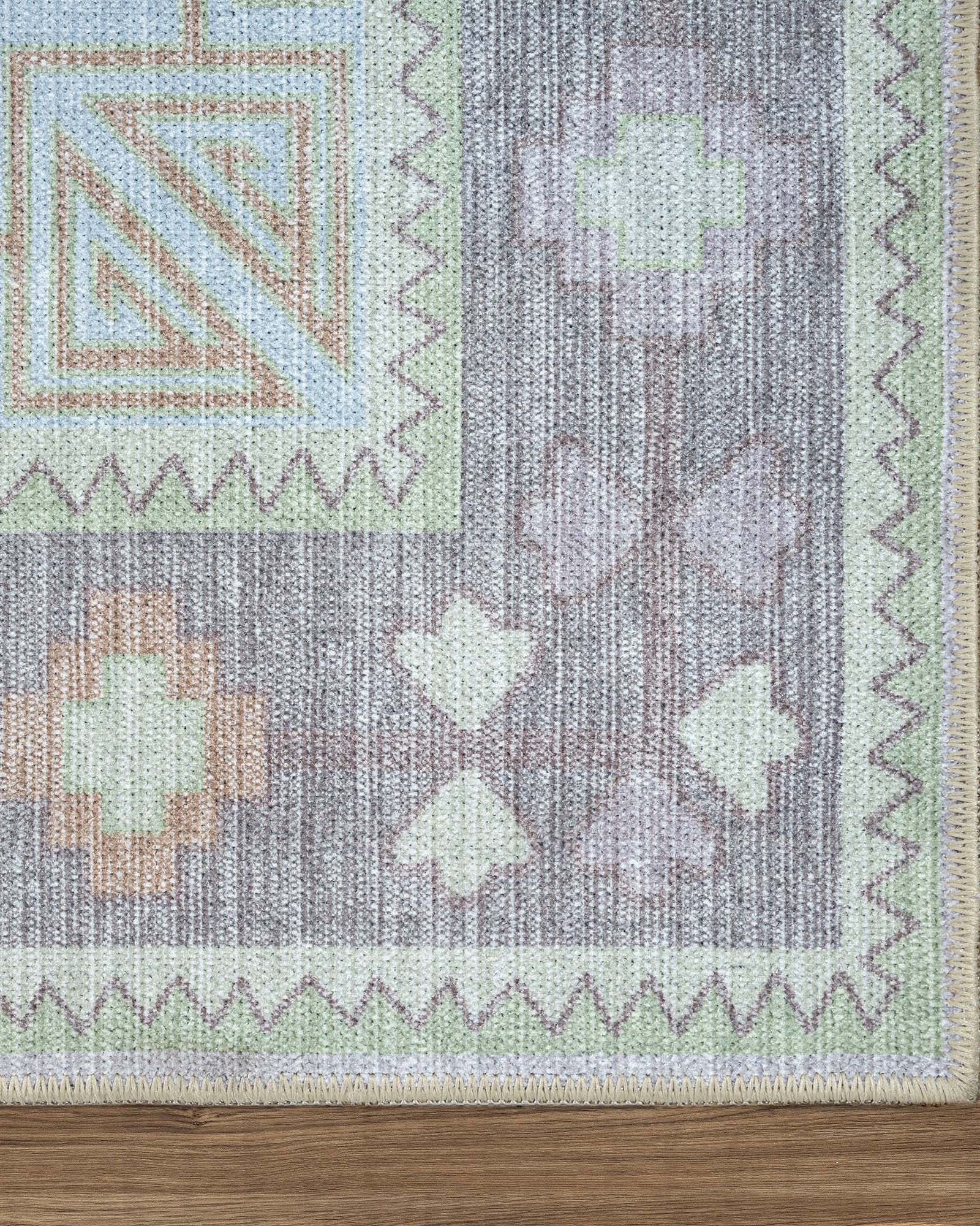 Eloise Faded Pastel Green Modern Oushak Rug