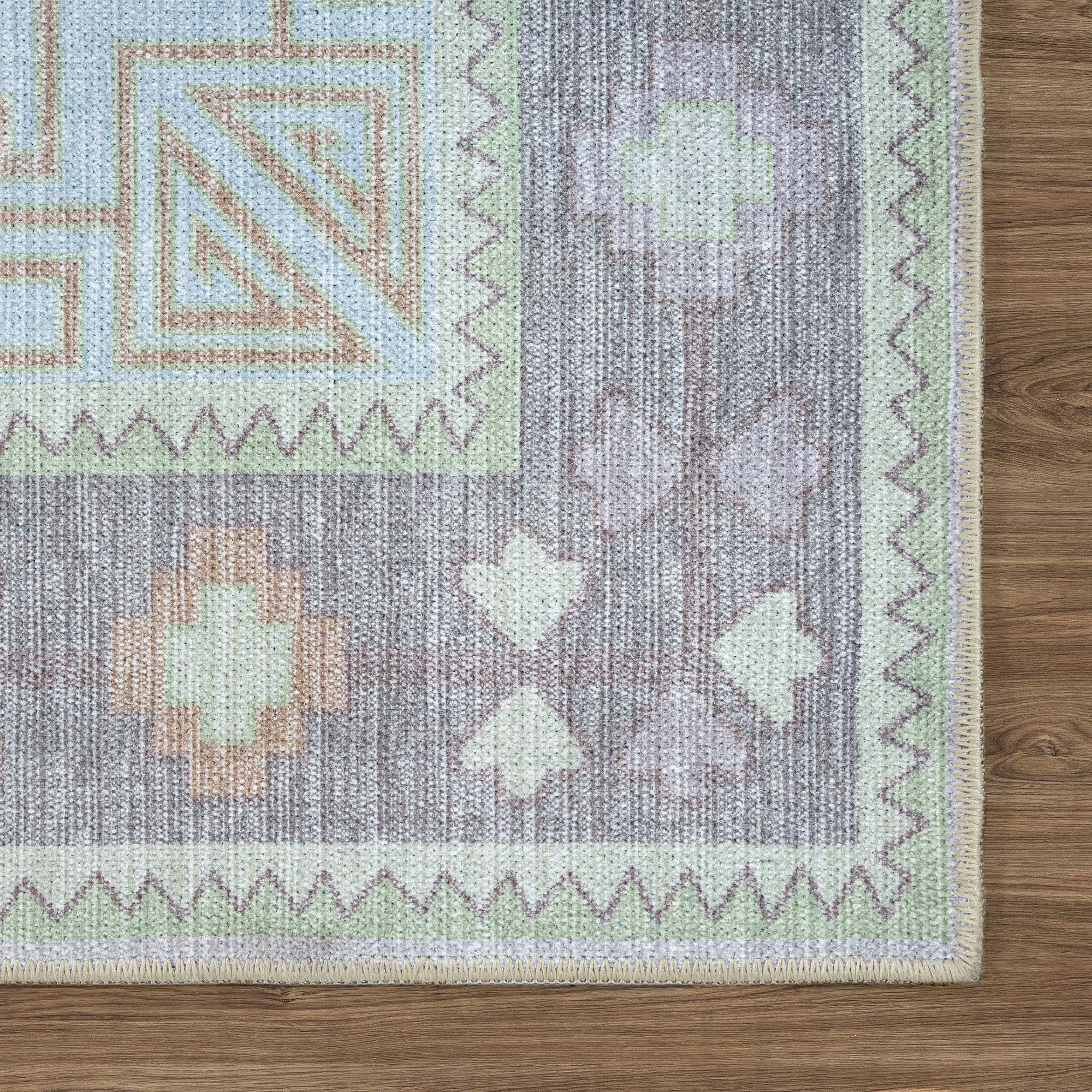 Eloise Faded Pastel Green Modern Oushak Rug
