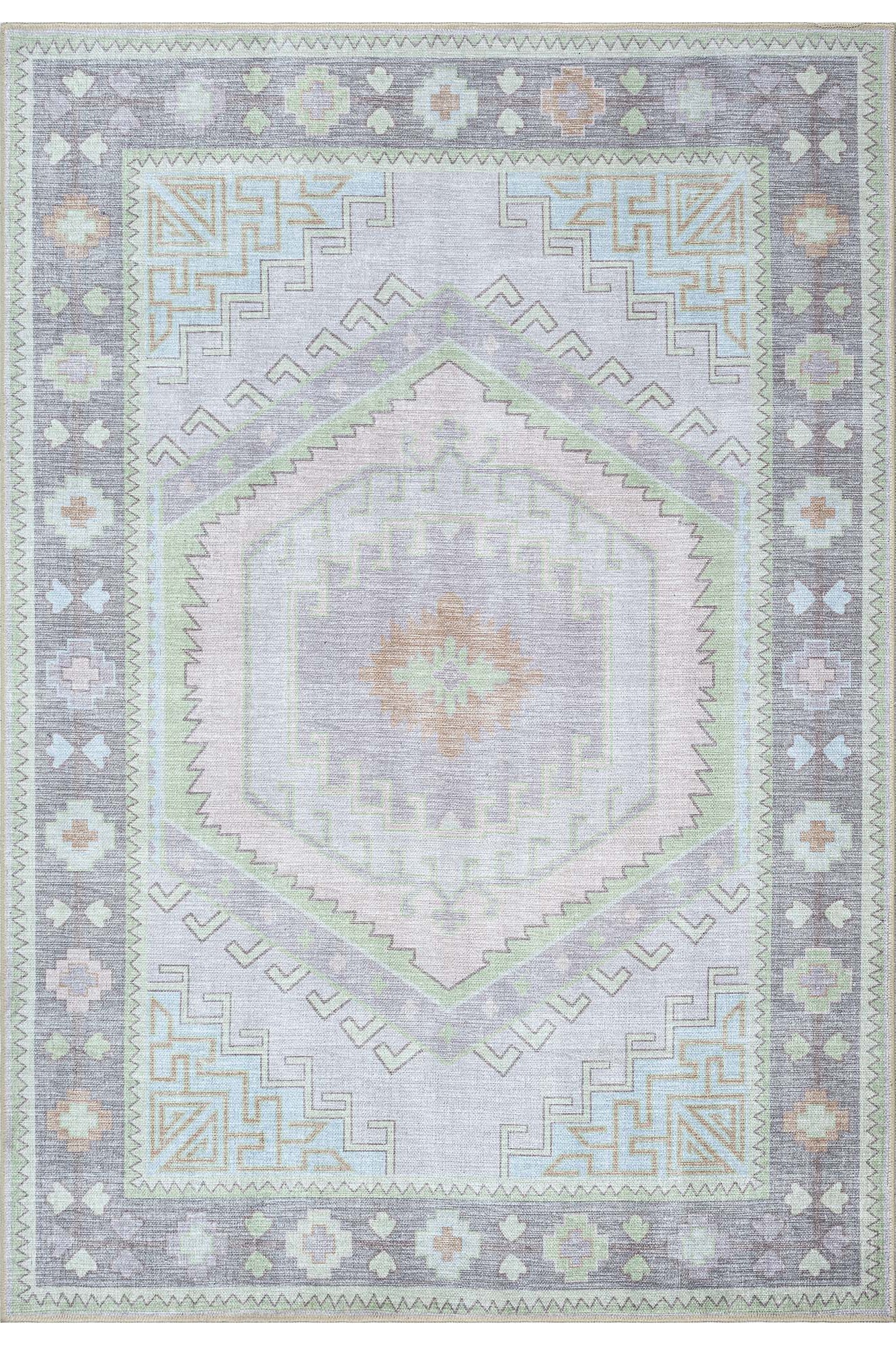 Eloise Faded Pastel Green Modern Oushak Rug