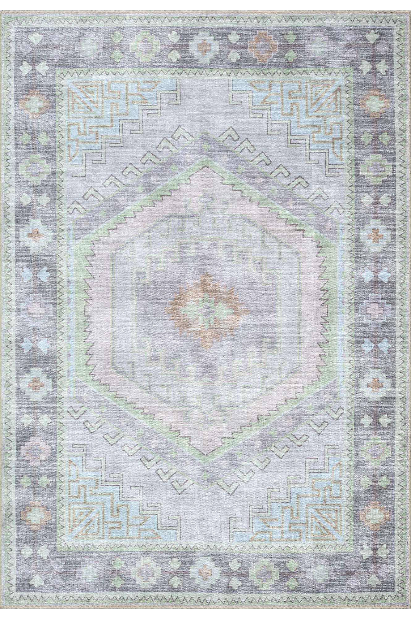 Eloise Faded Pastel Green Modern Oushak Rug