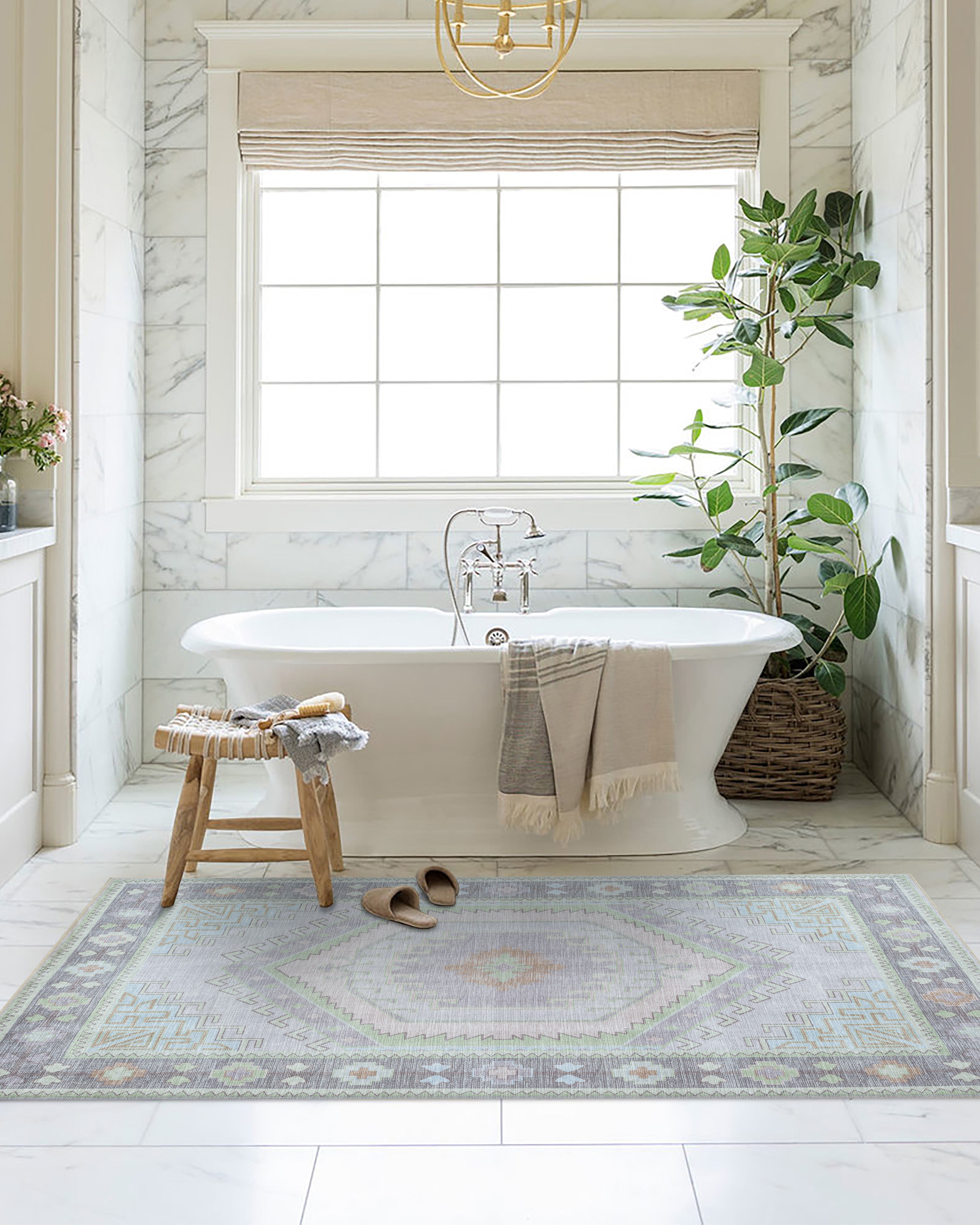 Eloise Faded Pastel Green Modern Oushak Rug