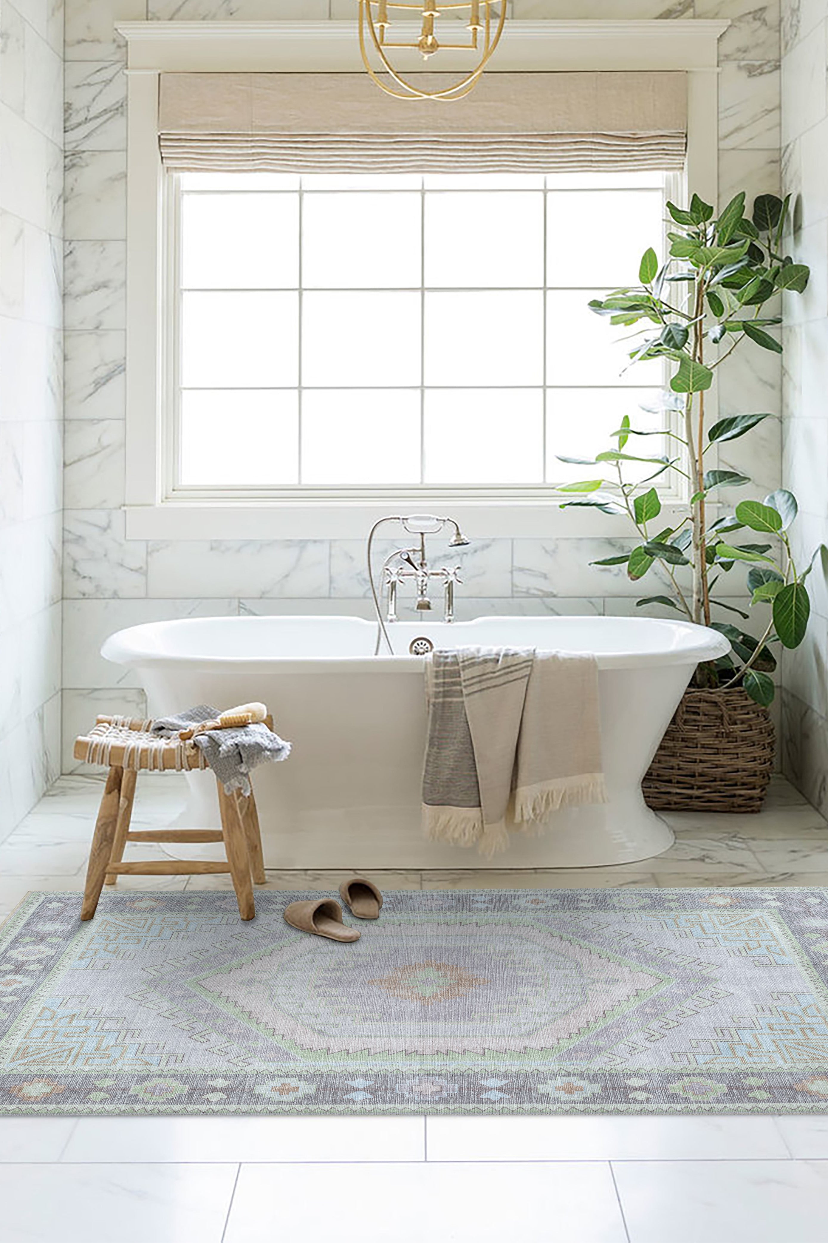 Eloise Faded Pastel Green Modern Oushak Rug