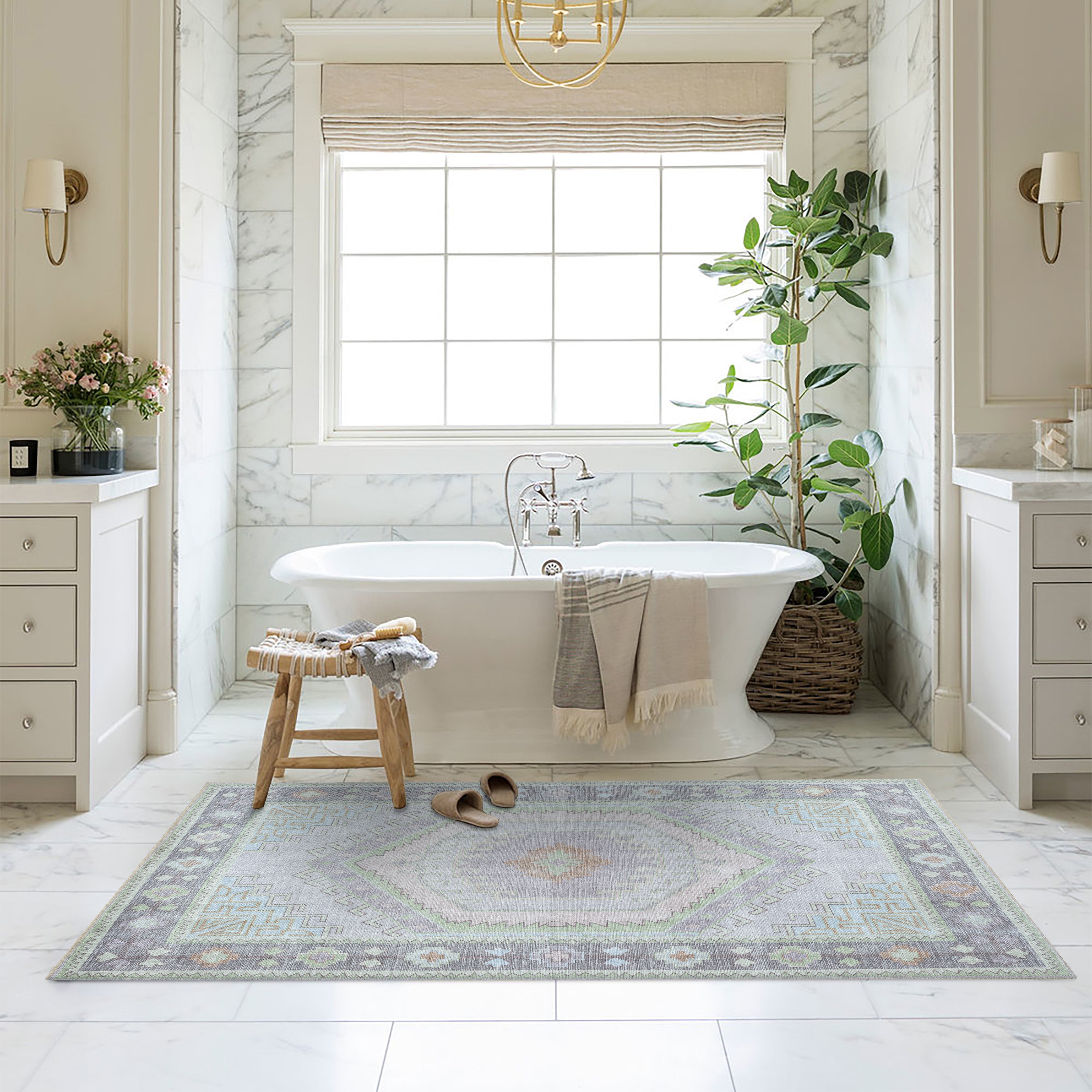 Eloise Faded Pastel Green Modern Oushak Rug