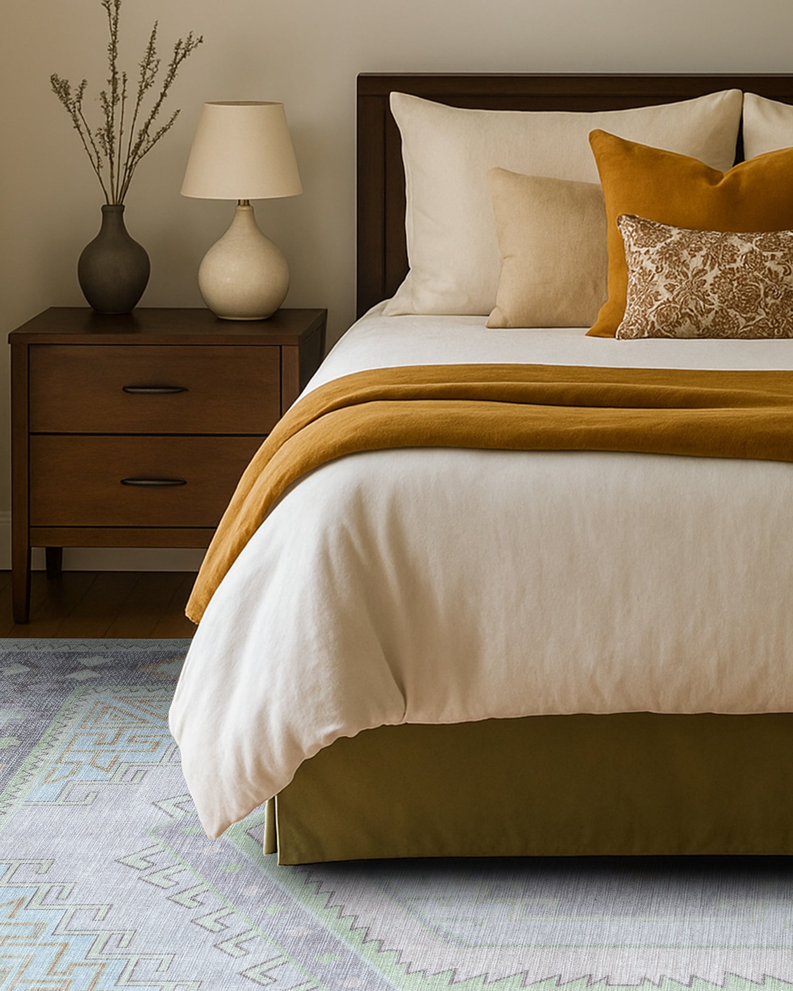 Eloise Faded Pastel Green Modern Oushak Rug